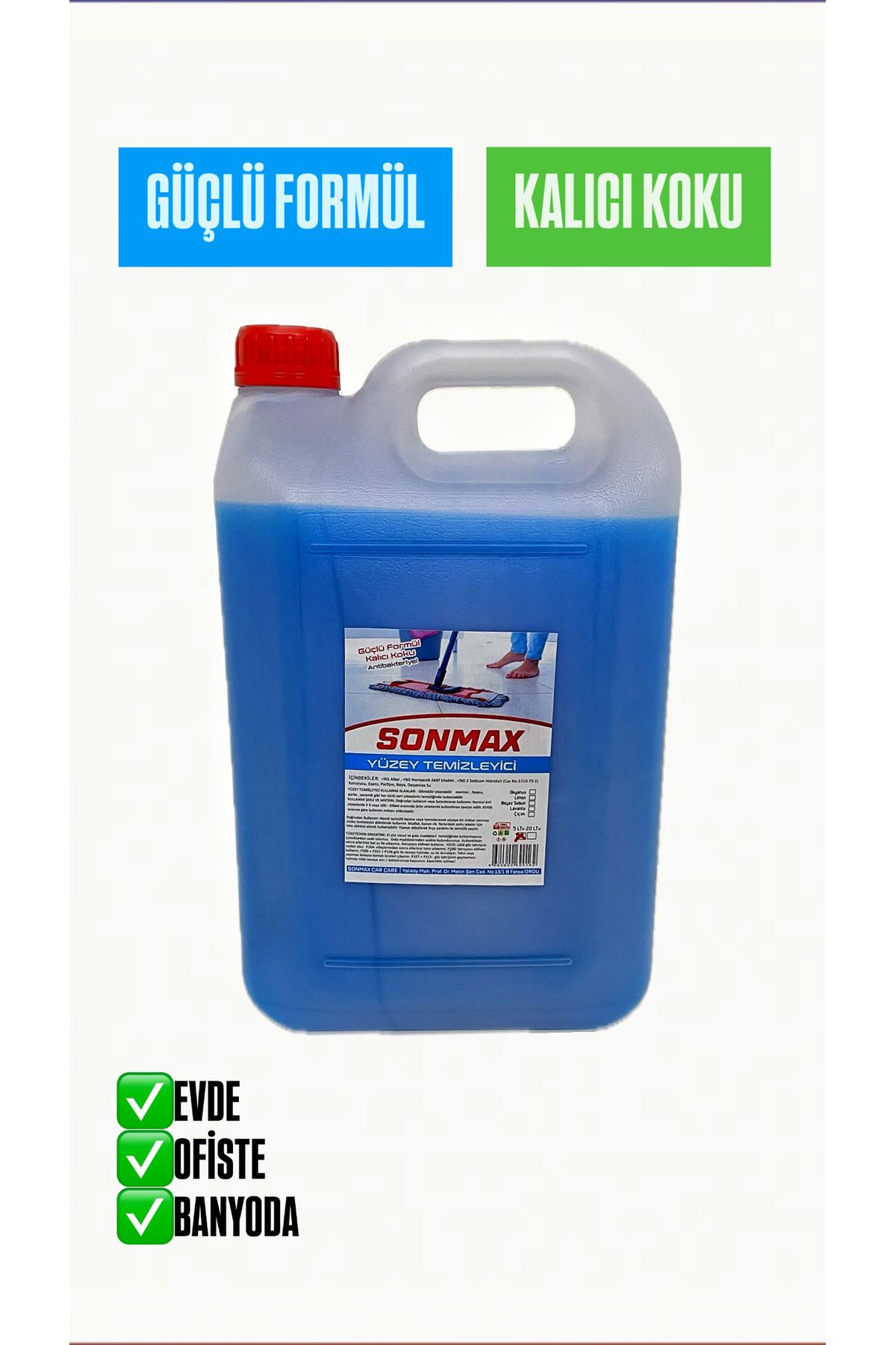 SONMAX CAR CARE YÜZEY TEMİZLEYİCİ 5 LT ETKİLİ TEMİZLİK KALICI KOKU (OKYANUS FERAHLIĞI) EV OFİS BANYO
