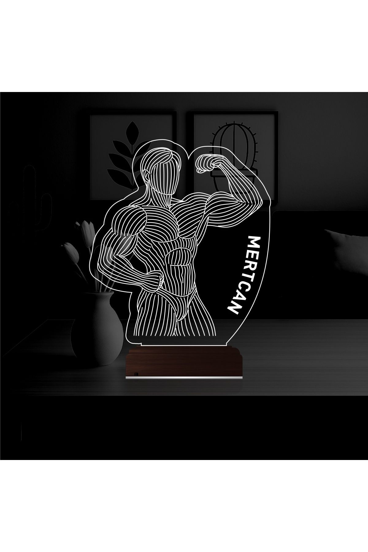 Kirppi 3d Lamba Vücut Geliştirme Hediye Gym Kişiye Özel Masa Gece Lambası KRPP3DK363