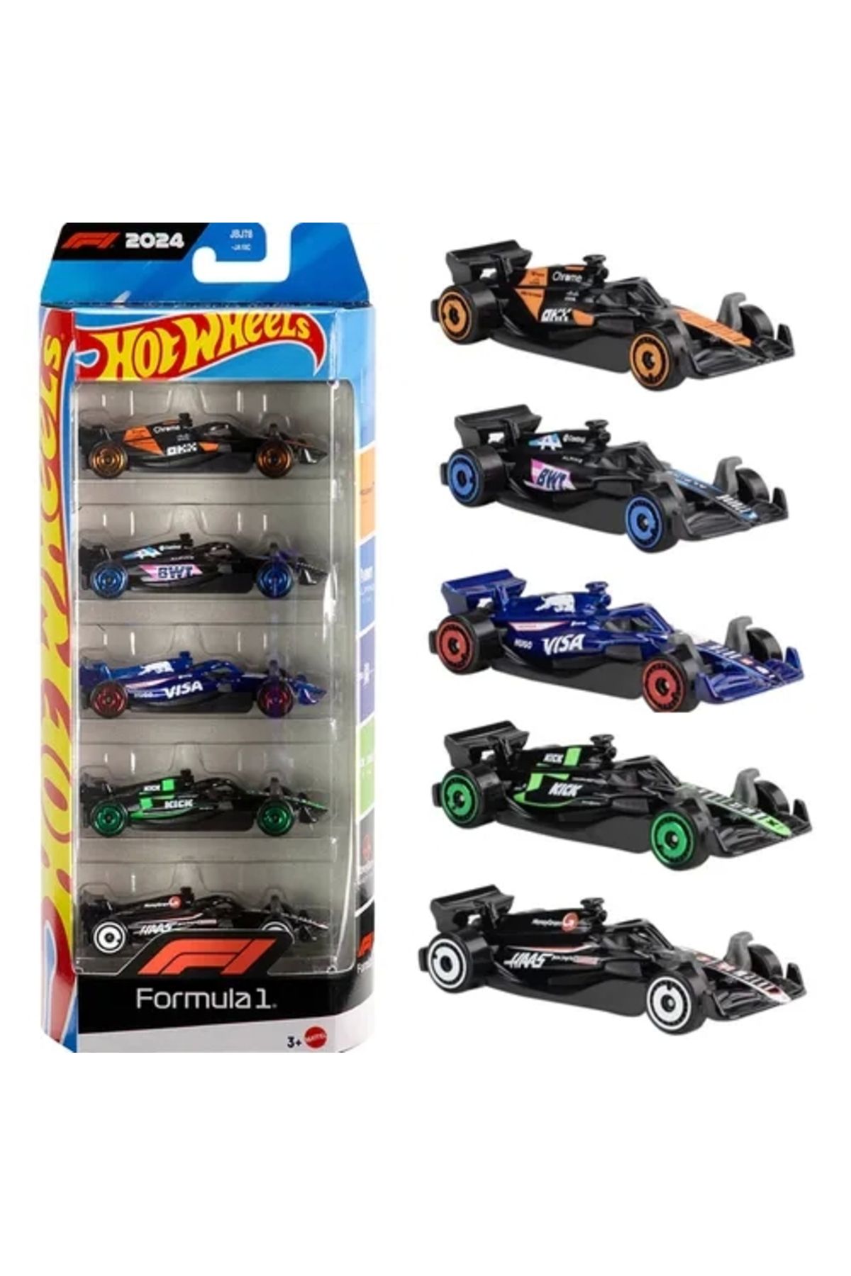 HOT WHEELS Formula 1 2024 Araba Seti 5 Li Lisanslı Model Araç Koleksiyonu