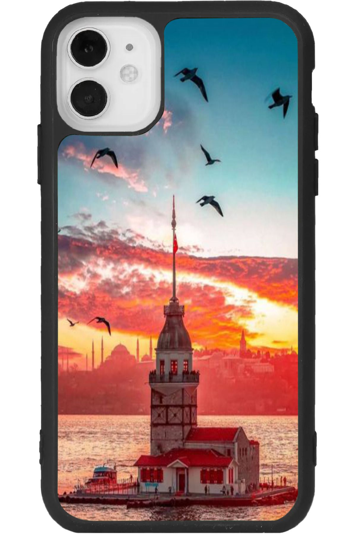 Aksel Kılıf iphone 12 Mini Uyumlu Baskılı, Mat Siyah Renk, Yumuşak Silikon, Koruyucu, Şok Emici Kapak, Kılıf