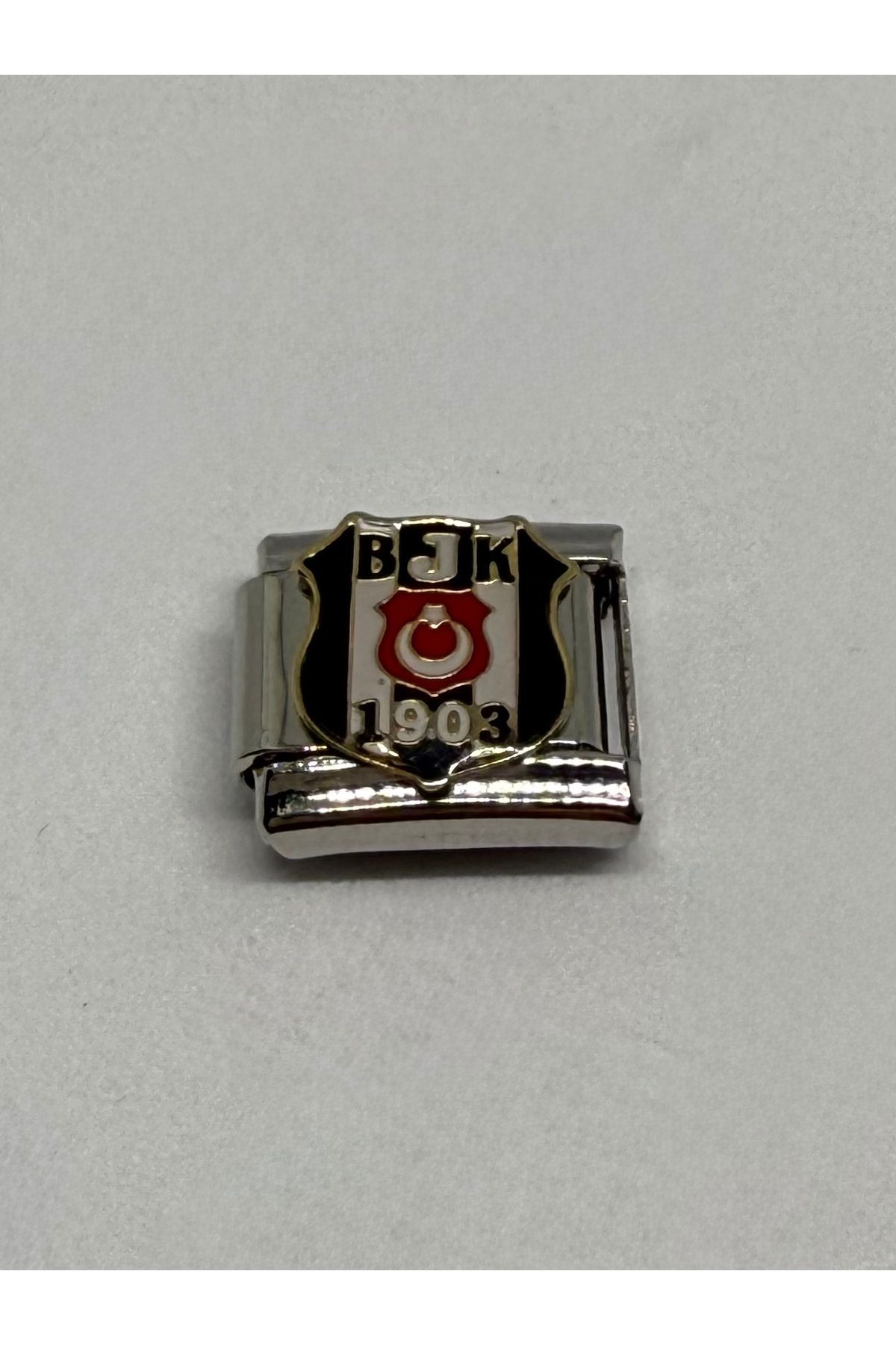 Gulsah's Store Çelik silver beşiktaş bjk siyah beyaz italyan bileklik charmı