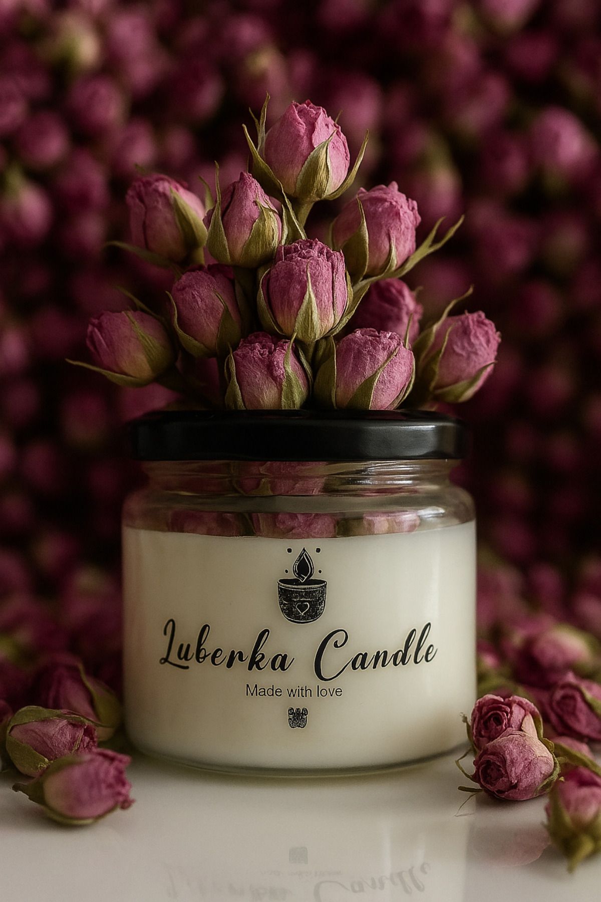 LUBERKA CANDLE Rose Garden Tasarım, Güllü,Kokulu Kavanoz Mum