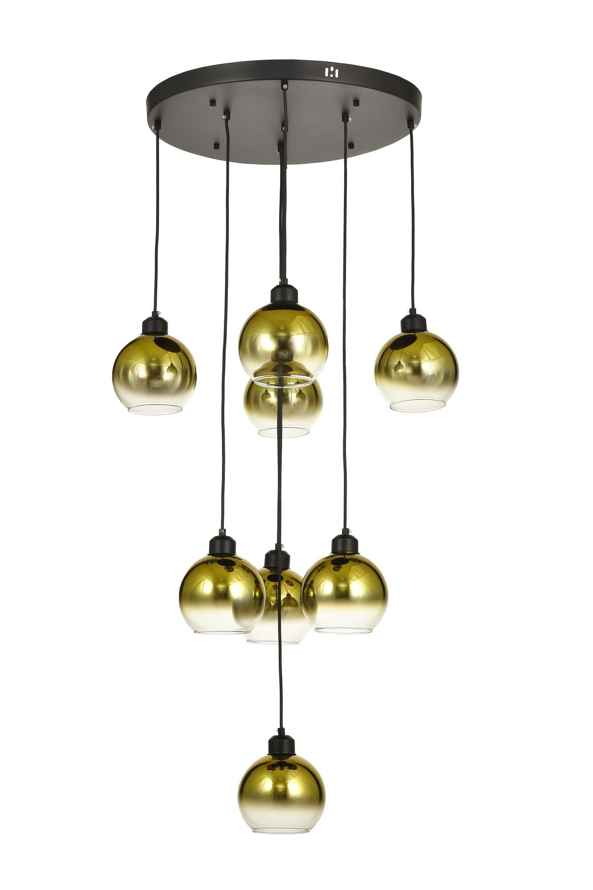Avizemoda Side 8 li Gold Camlı Salon Oturma Odası Modern Sarkıt Avize - (Siyah Kasa)