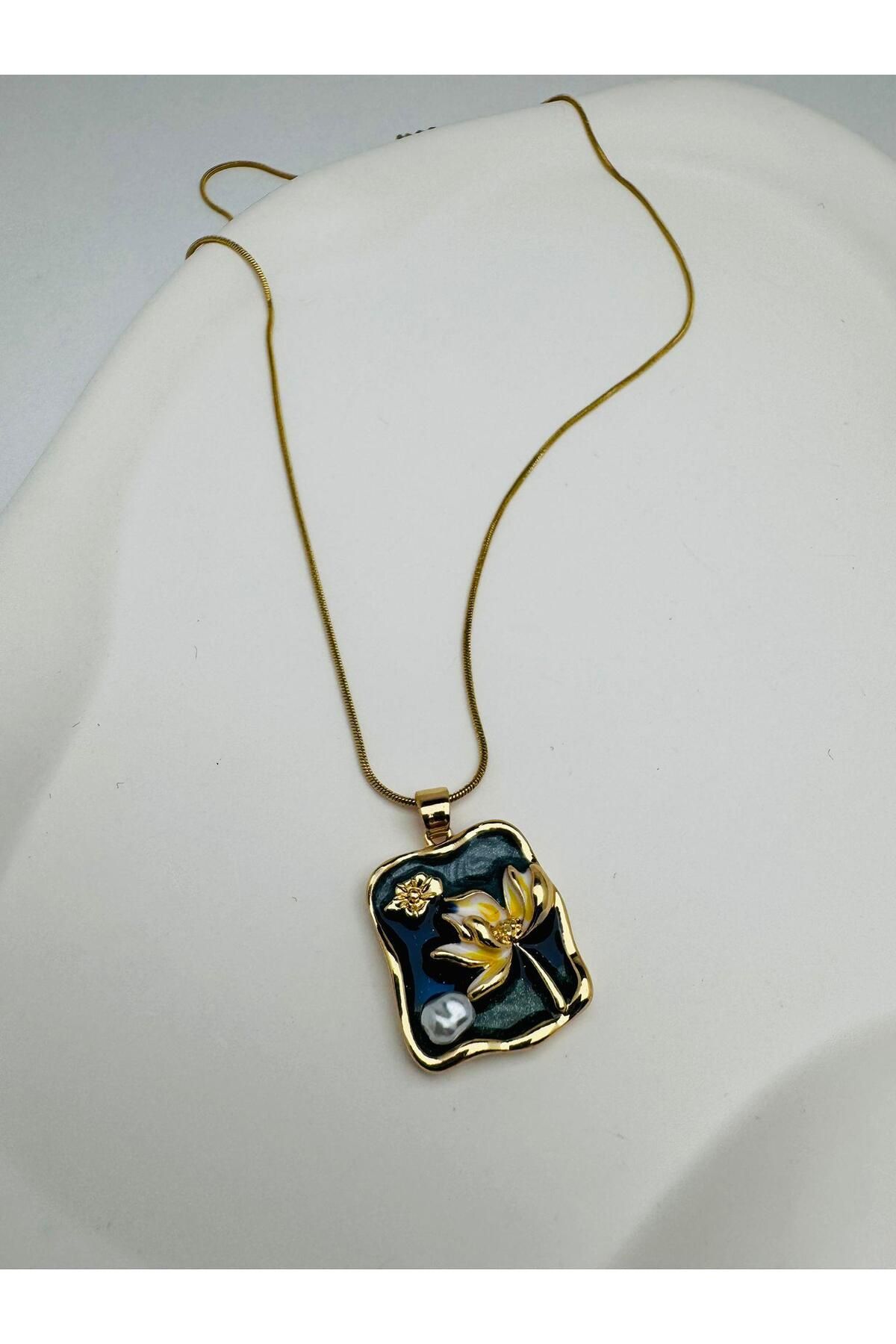 Pİ GLOBAL Van Gogh İncili Çelik Kolye (Gold) 010691
