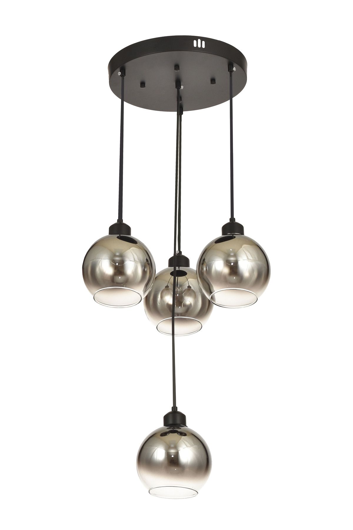 Avizemoda Side 4 lü Krom Camlı Salon Oturma Odası Modern Sarkıt Avize - (Siyah Kasa)