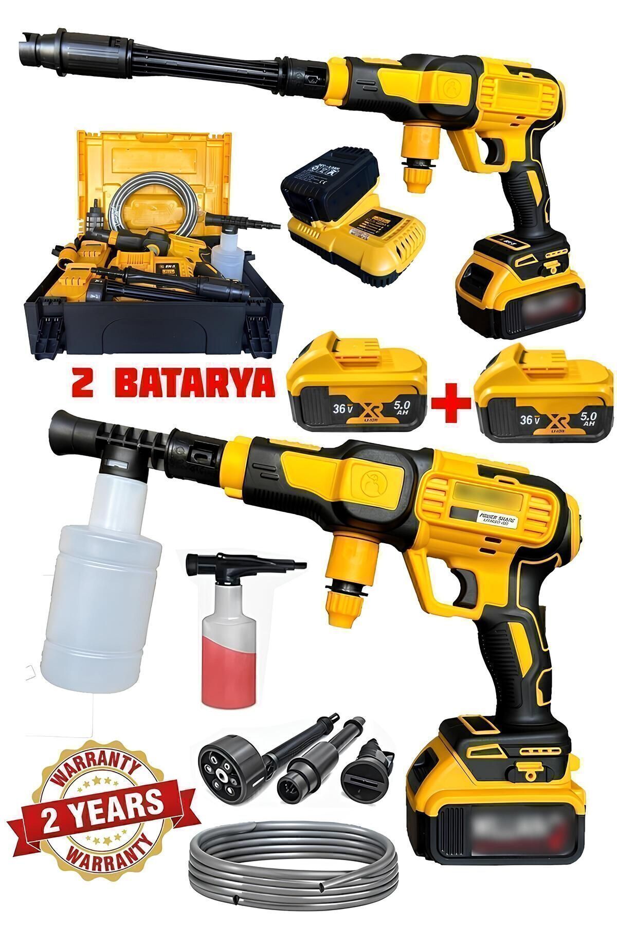 İYİSİYOK 999vf Çift Akülü Şarjlı Yüksek Basınç Oto Araç Bahçe Yıkama Temizleme İlaçlama Tabancası