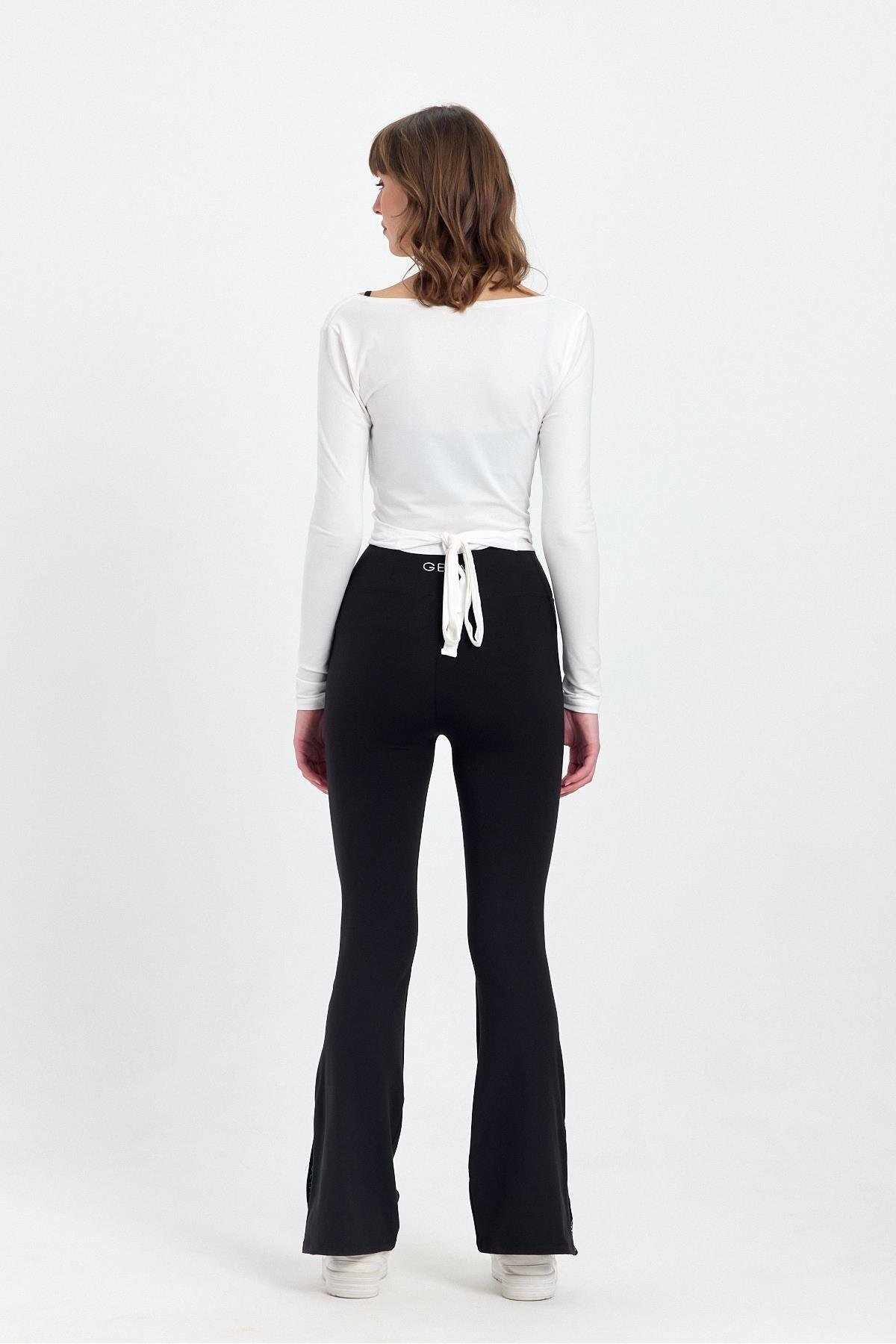 GEYA  Uzun Kollu Bluz - Bel Bağlama Detaylı Üst - Bağlamalı İnce Hırka - Görsel 5