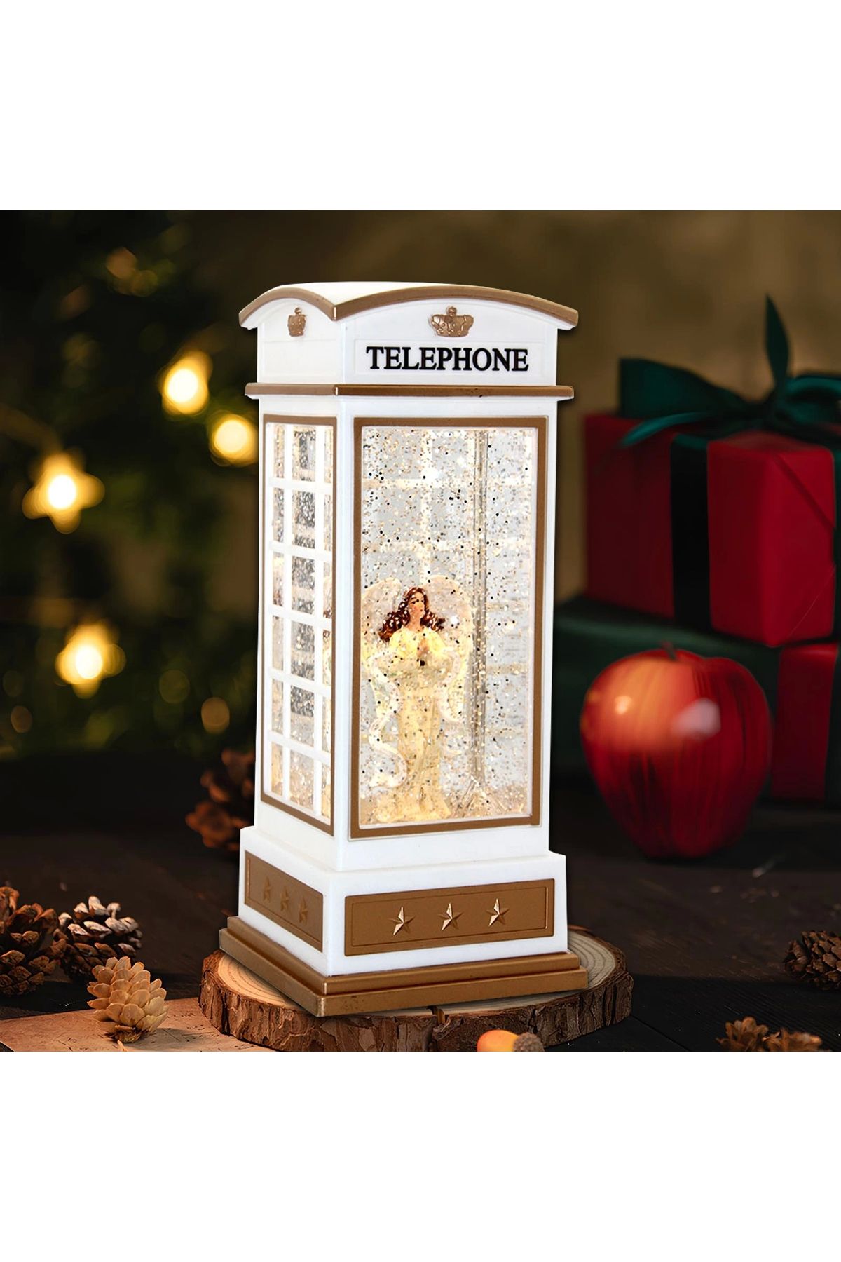 Generic Telefon Kulübeli Işıklı Müzikli Kar Küresi