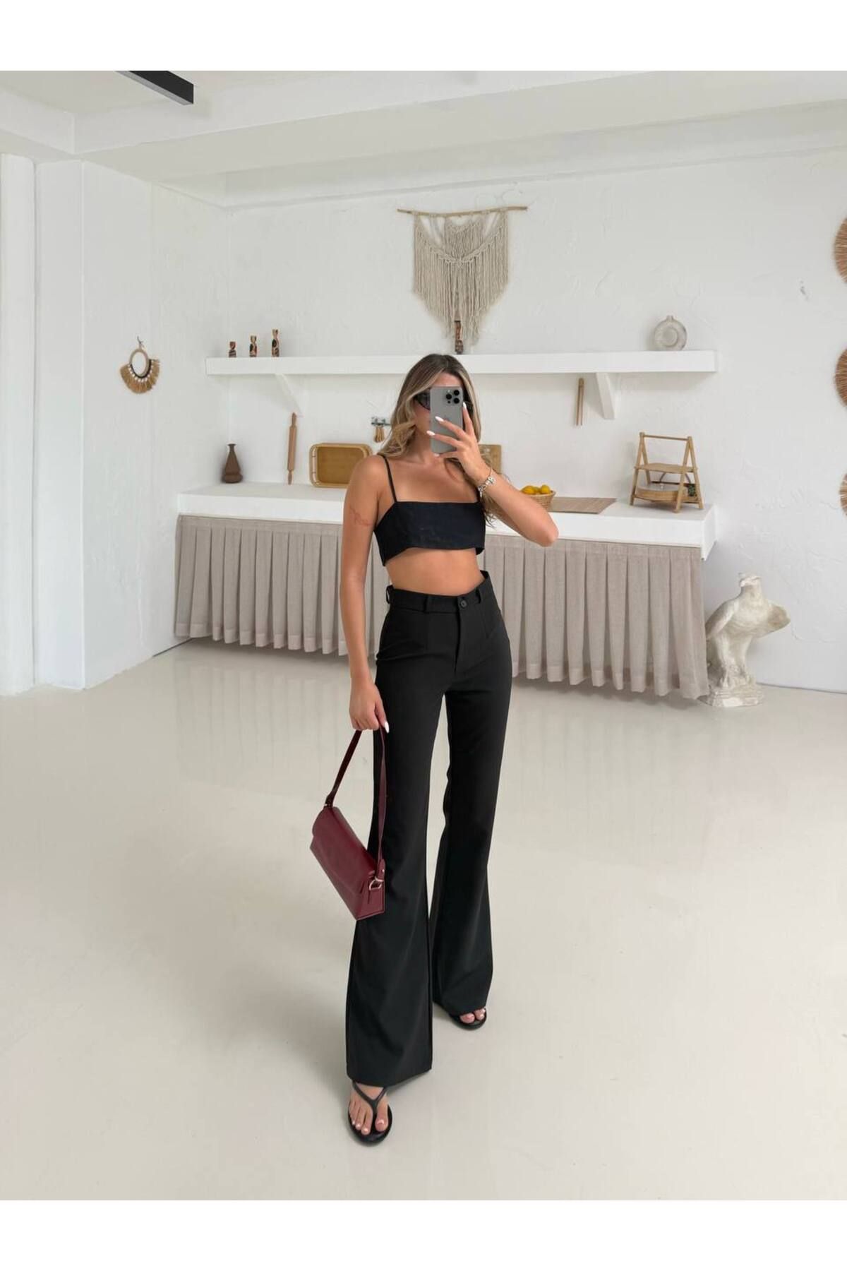 Castivo Fashion Yüksek Bel Düz Paça Pantolon