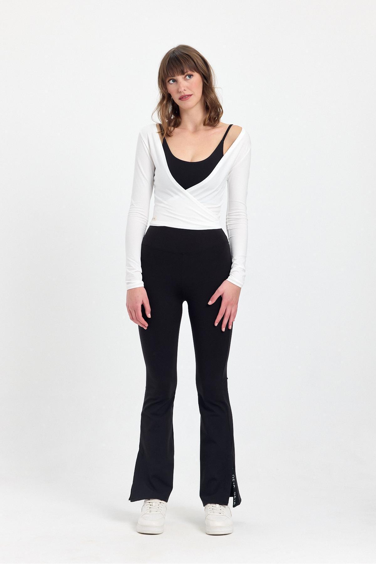 GEYA  Uzun Kollu Bluz - Bel Bağlama Detaylı Üst - Bağlamalı İnce Hırka - Görsel 3