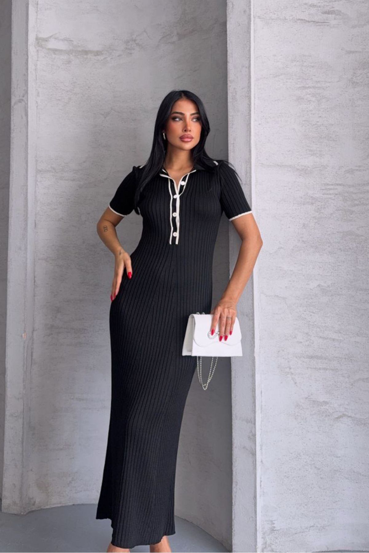 Noi Belis Maxi Boy Polo Yaka Kısa Kollu Elbise SS25EL0041