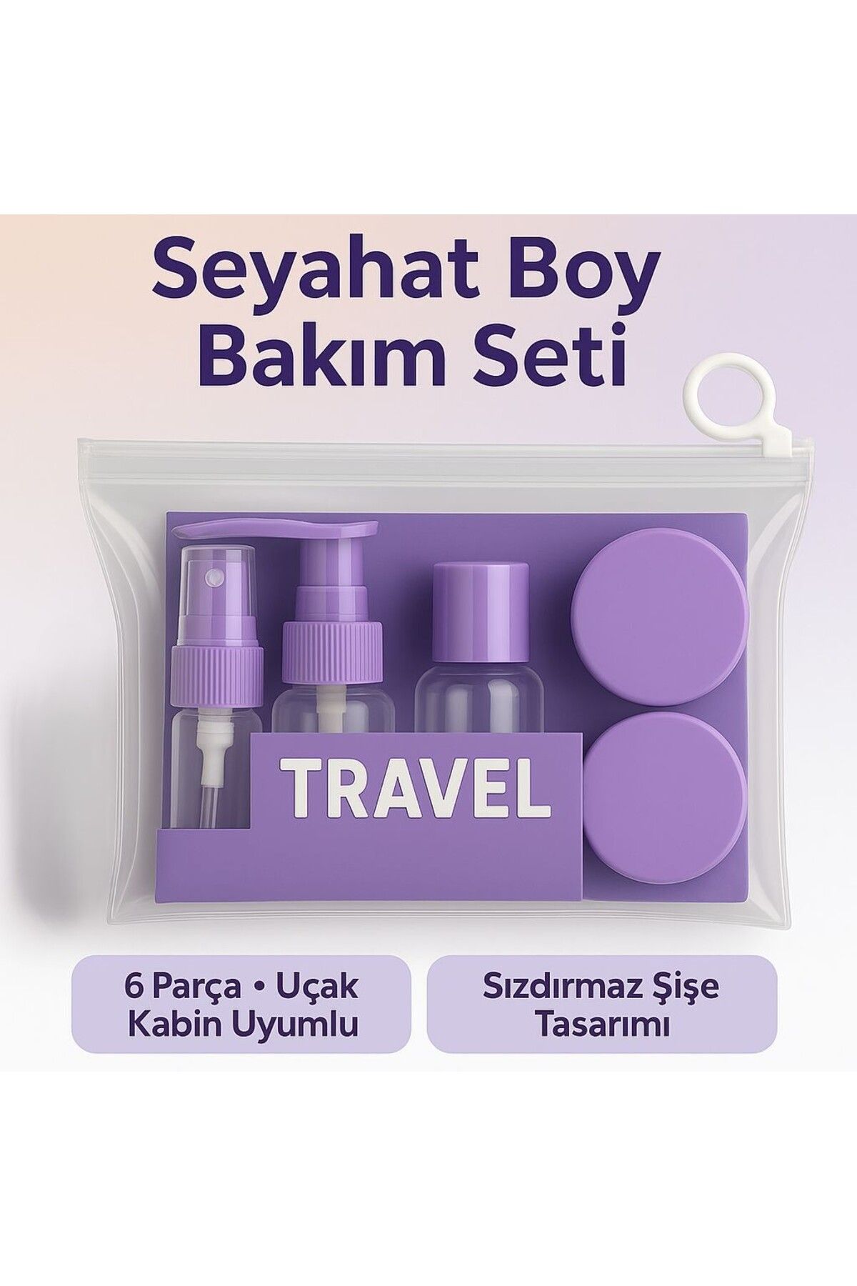 TARIK HOME 5 Parça Renkli Seyahat Bakım ve Kozmetik Seti, Uçak Kabin Uyumlu