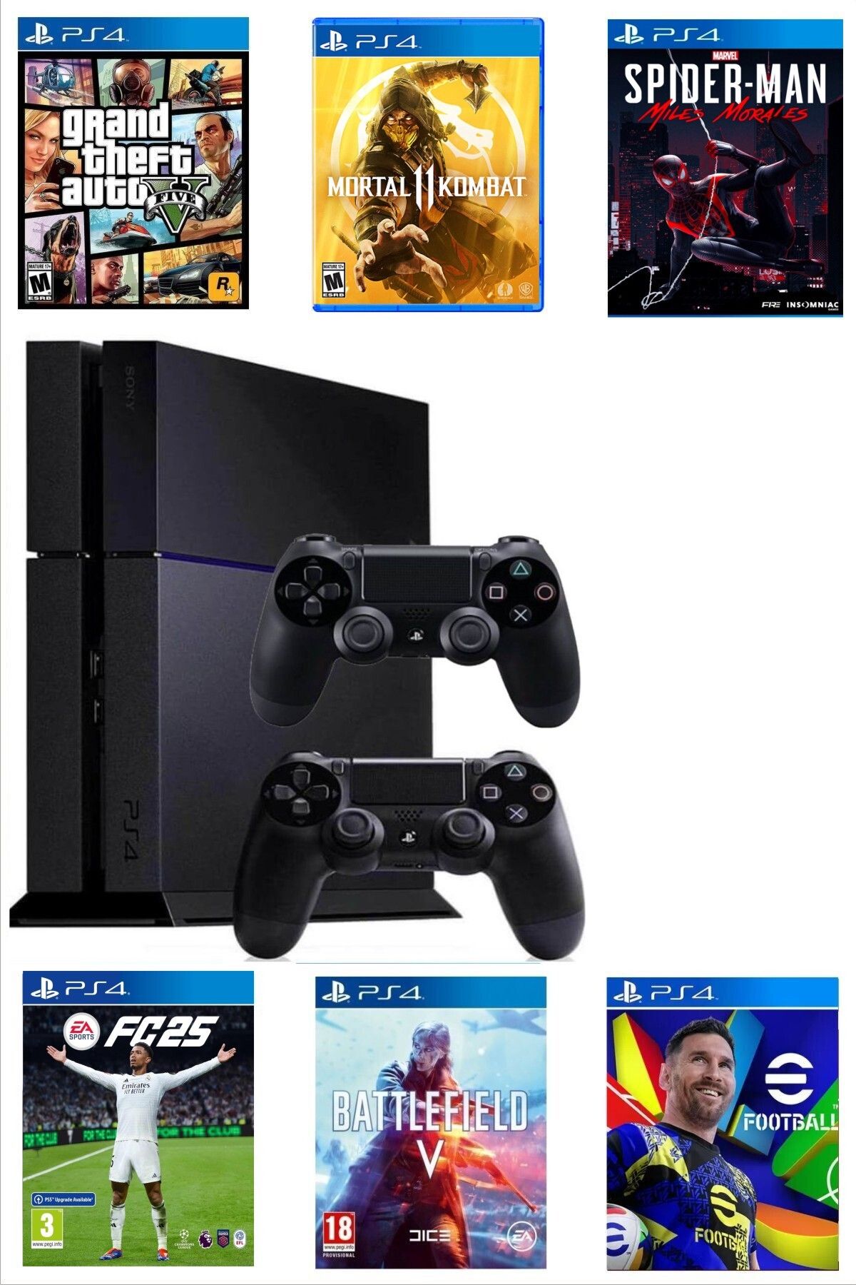 Sony Playstation 4 Standart Kasa 1tb +Yenilenmiş + 2. Ps4 Kol + 6 Dijital Oyun