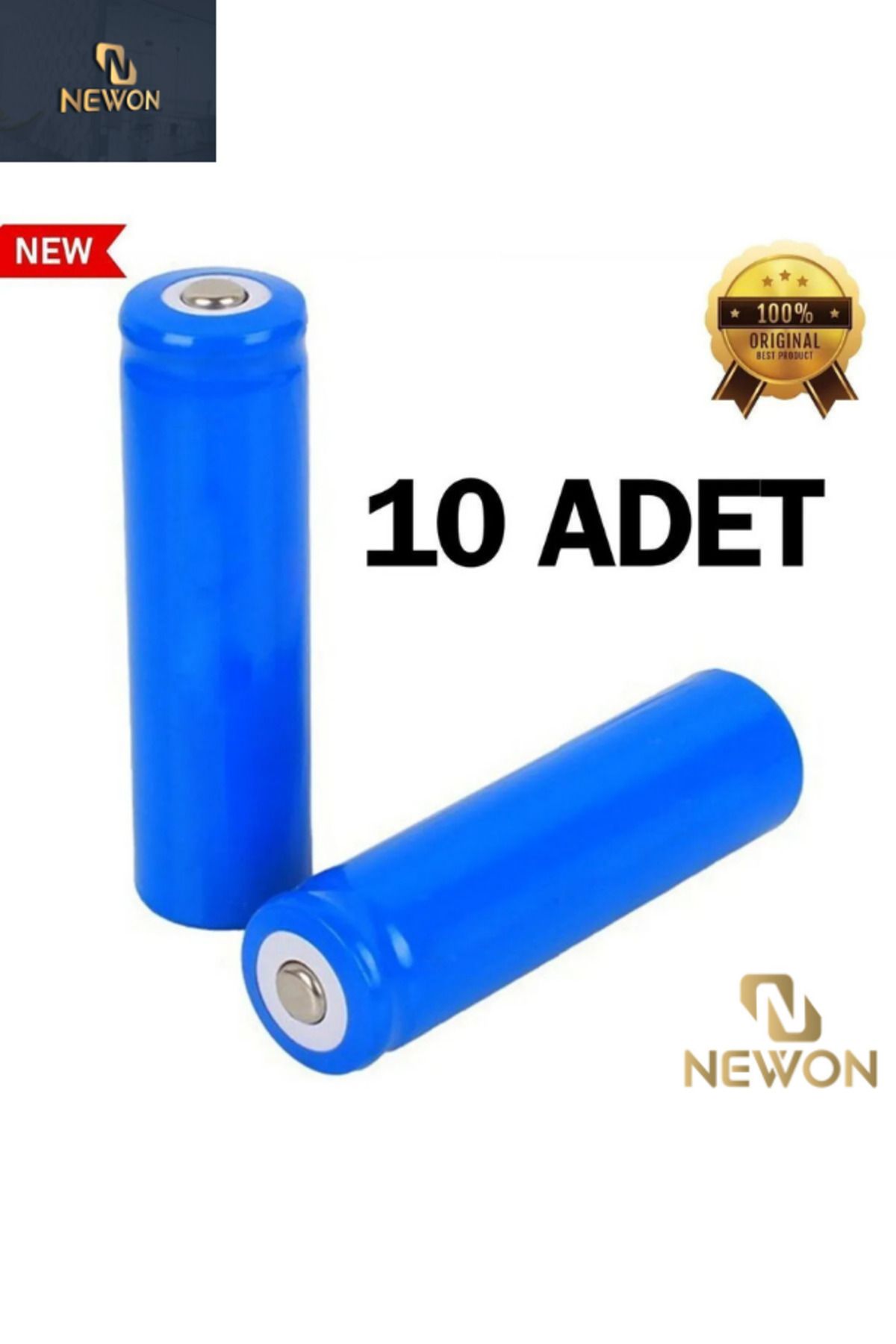 Newon 10 Adet Şarjlı Pil 18650 3.7 V 4800 Mah Şarj Edilebilir Li-ion Pil Turbo Model Şarjlı Pil