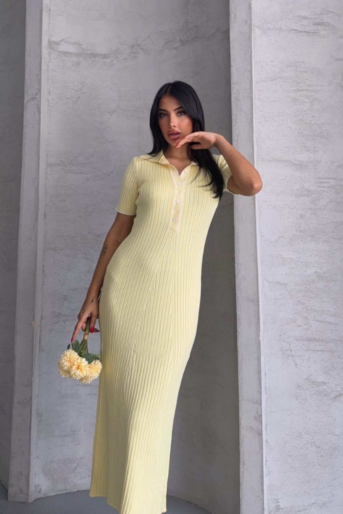 Noi Belis Maxi Boy Polo Yaka Kısa Kollu Elbise SS25EL0041
