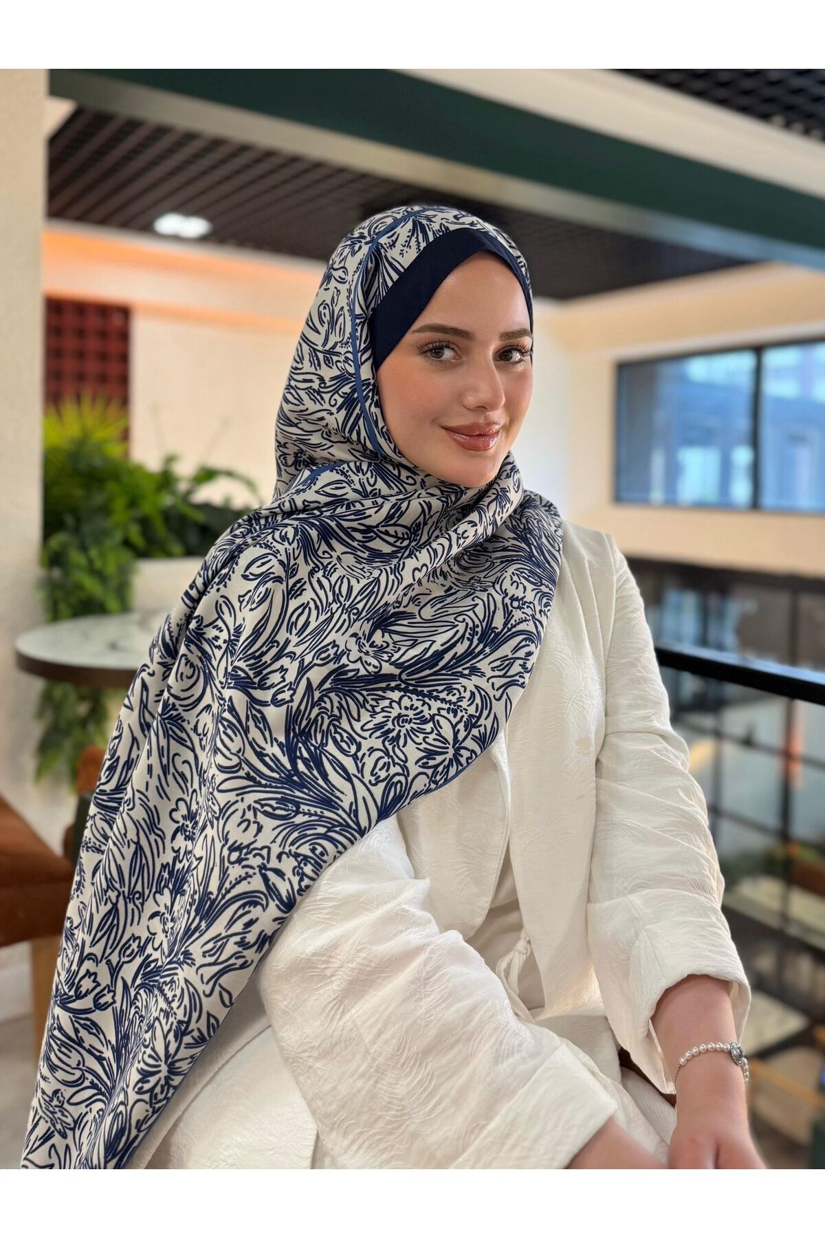 Oxygen Scarfs Fourty Floral Desen Pamuk İpek Şal-202343