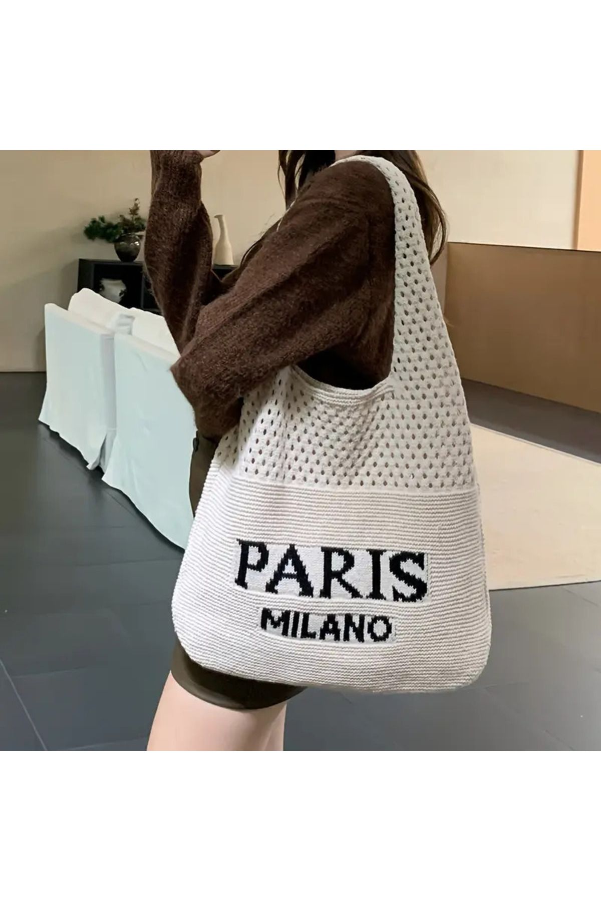 citycenterfashion Kadın Örgü Omuz Çantası Paris Milano Örgü