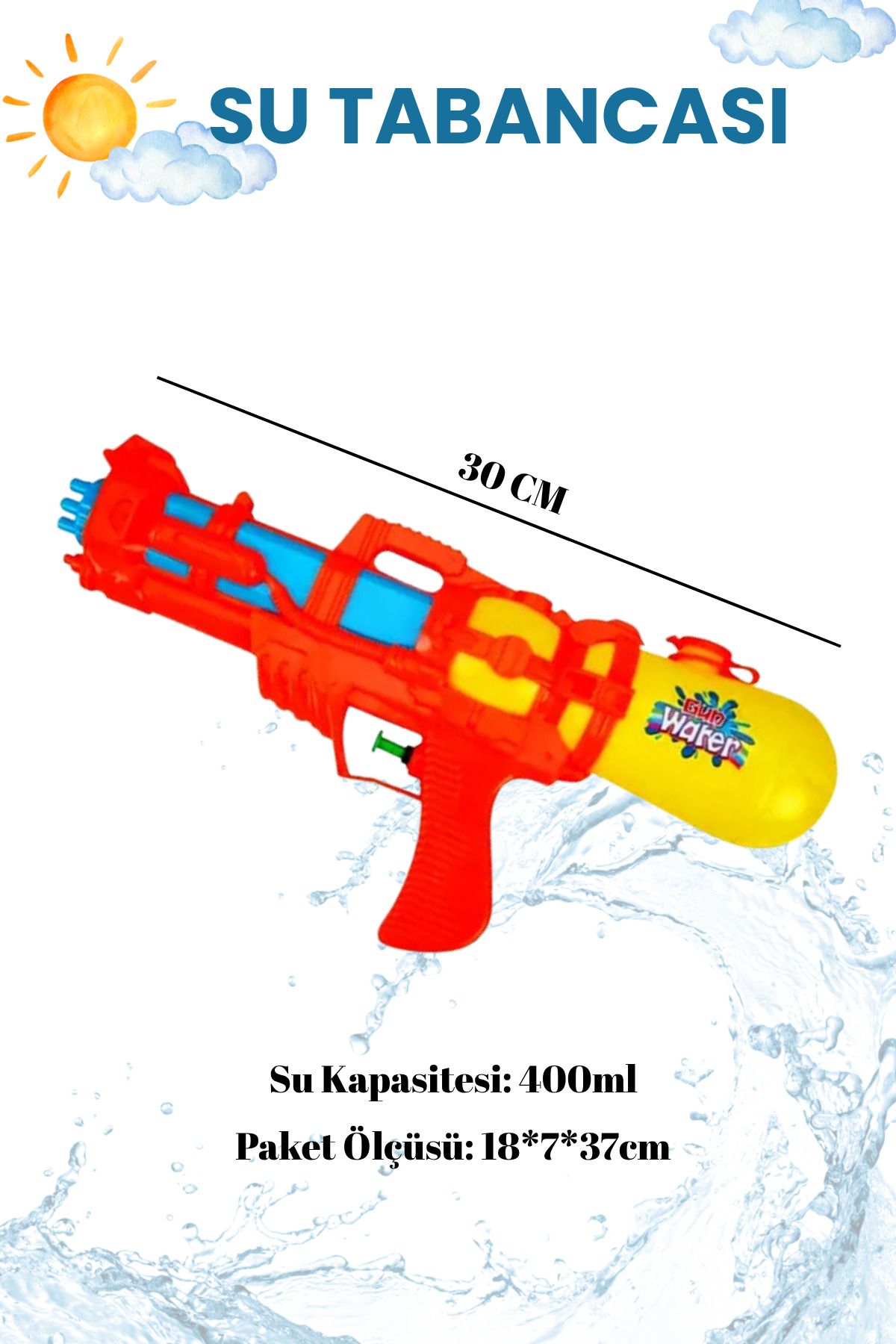 kosetoys Su Tabancası 30cm uzunluk 400 ml su kapasitesi