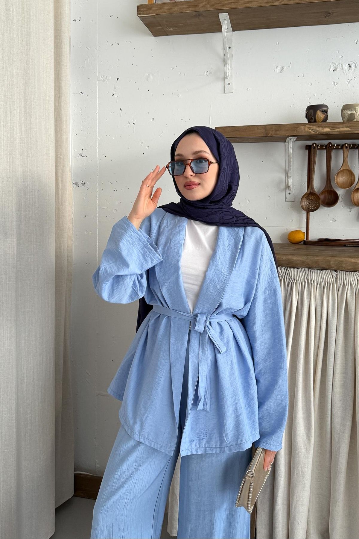 Rimel Moda Mishel Kimono Takım Bebe Mavi