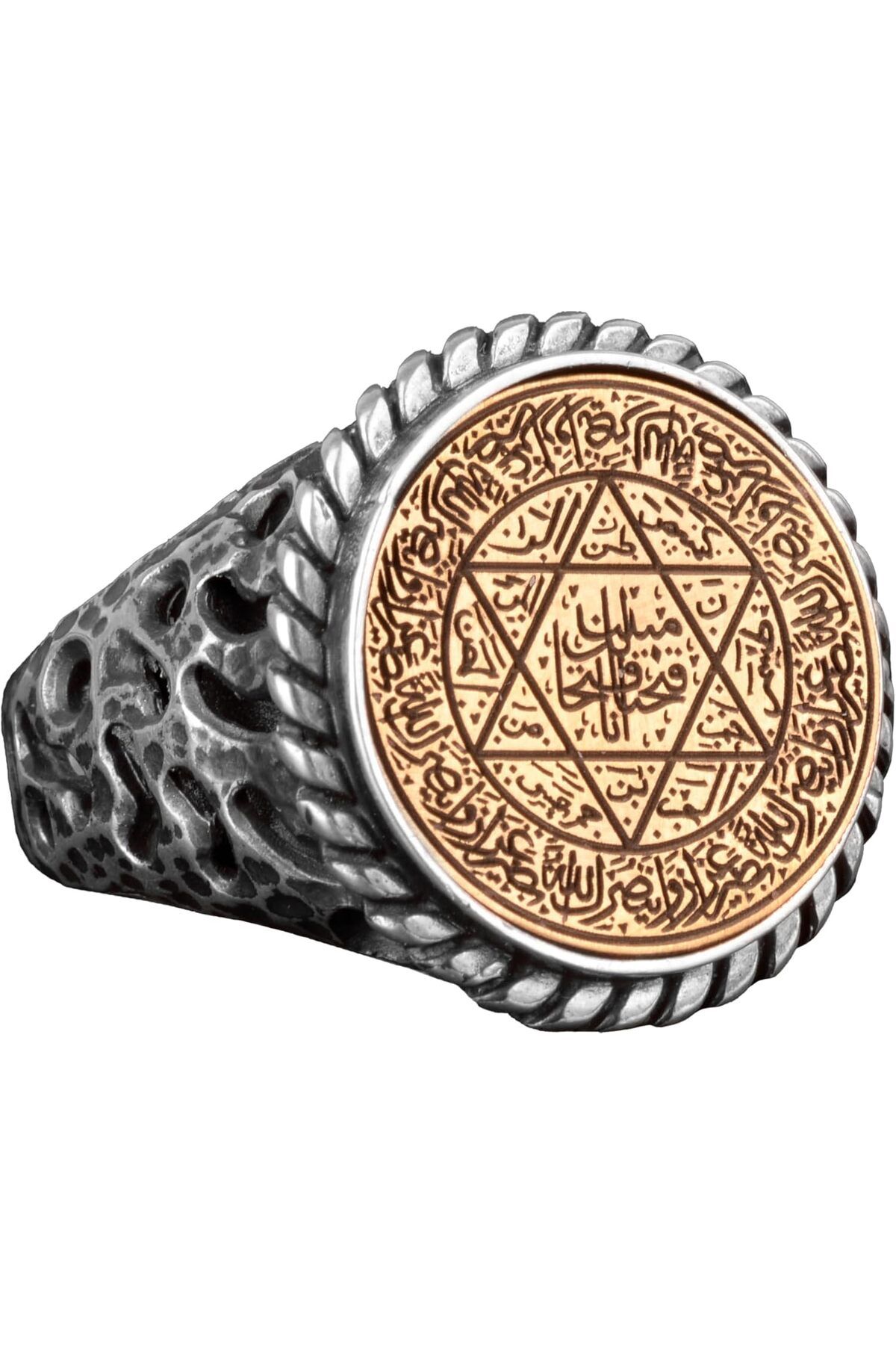 KAMBO David of Star Yüzüğü, Süleyman Yüzüğü, Talisman Yüzüğü, 925 Ayar Gümüş Erkek Yüzüğü