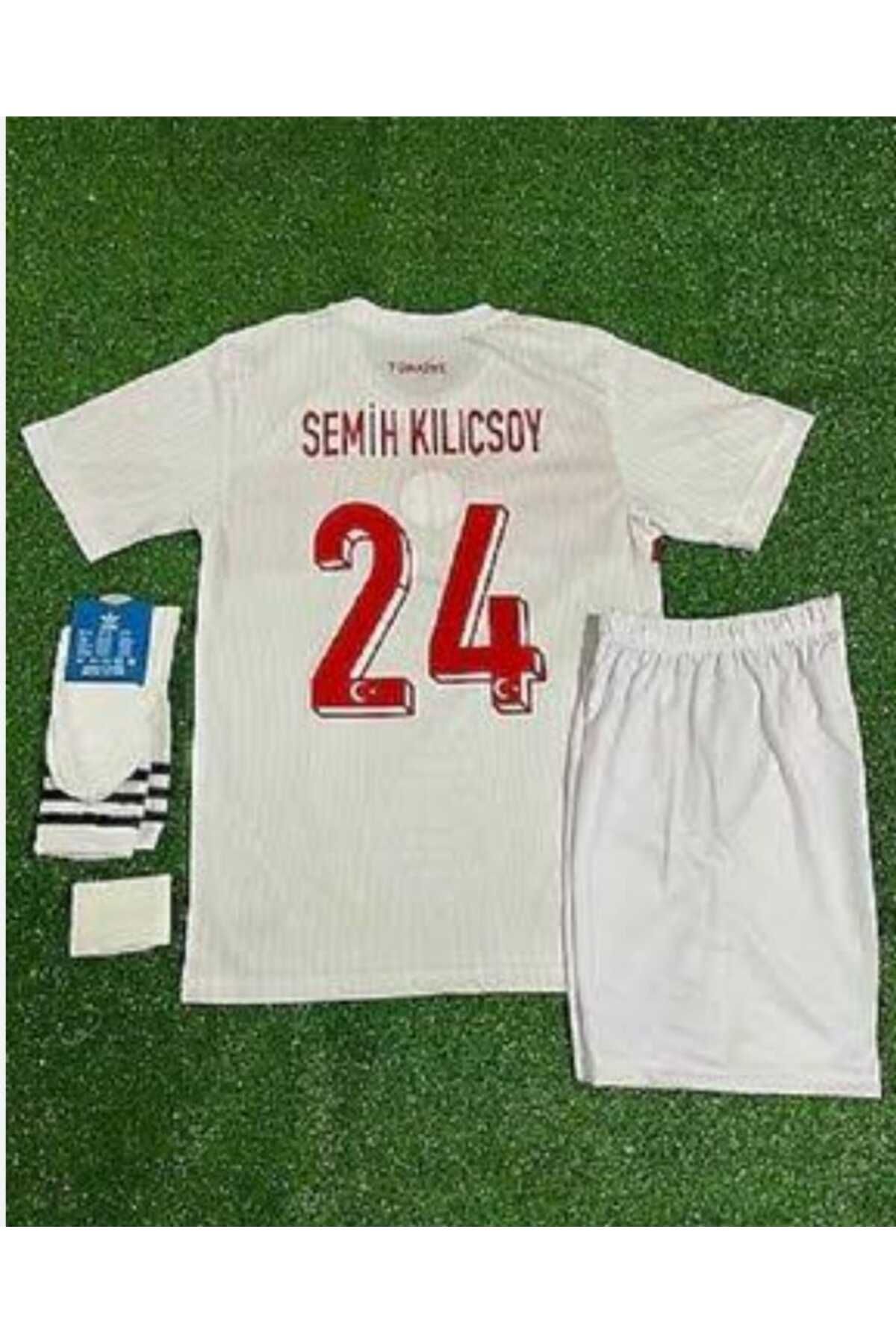 Marka Extra Türkiye Euro 2024 Beyaz Çocuk FUTBOL Forması 4'Lü Set FORMA ŞORT ÇORAP BİLEKLİK SEMİH KILIÇSOY 24