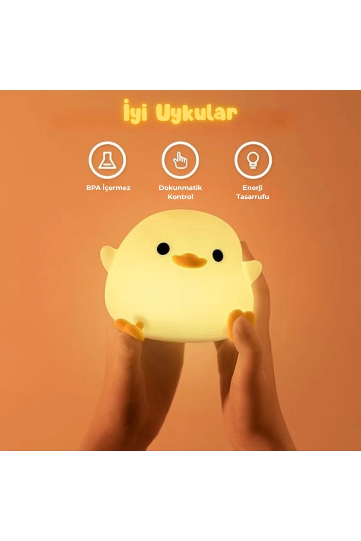 DENİZBİLİŞİM Yumuşak Dokulu Çok Renkli Ördek Gece Lambası Dekoratif Masa Lambası