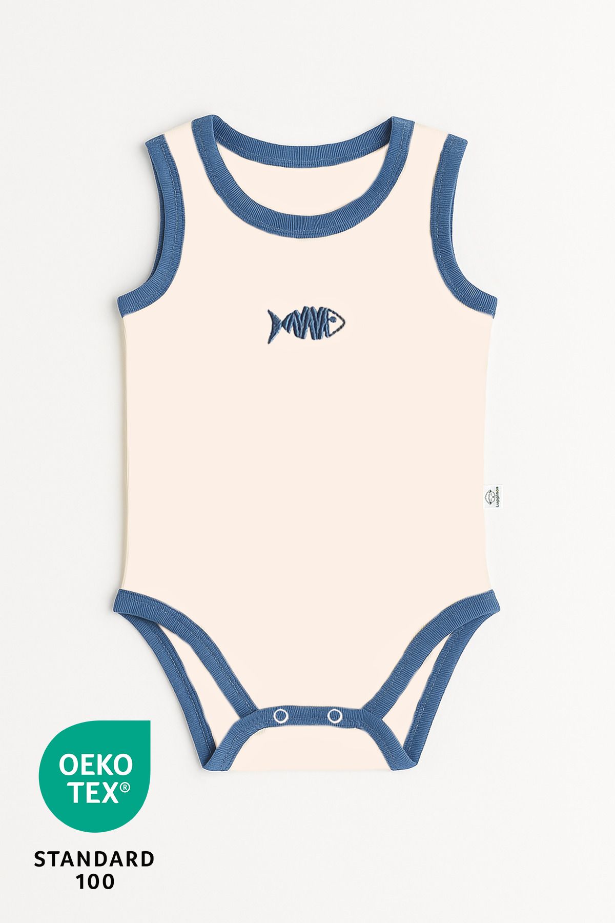 Luppinos Ocean %100 Pamuk Nakışlı Bebek Atlet Bulut Mavisi