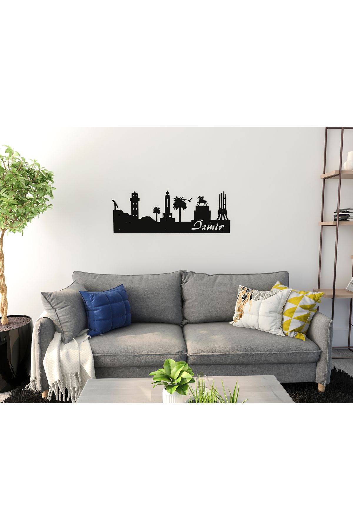 LUNOART İZMİR DEKORATİF SİYAH METAL TABLO