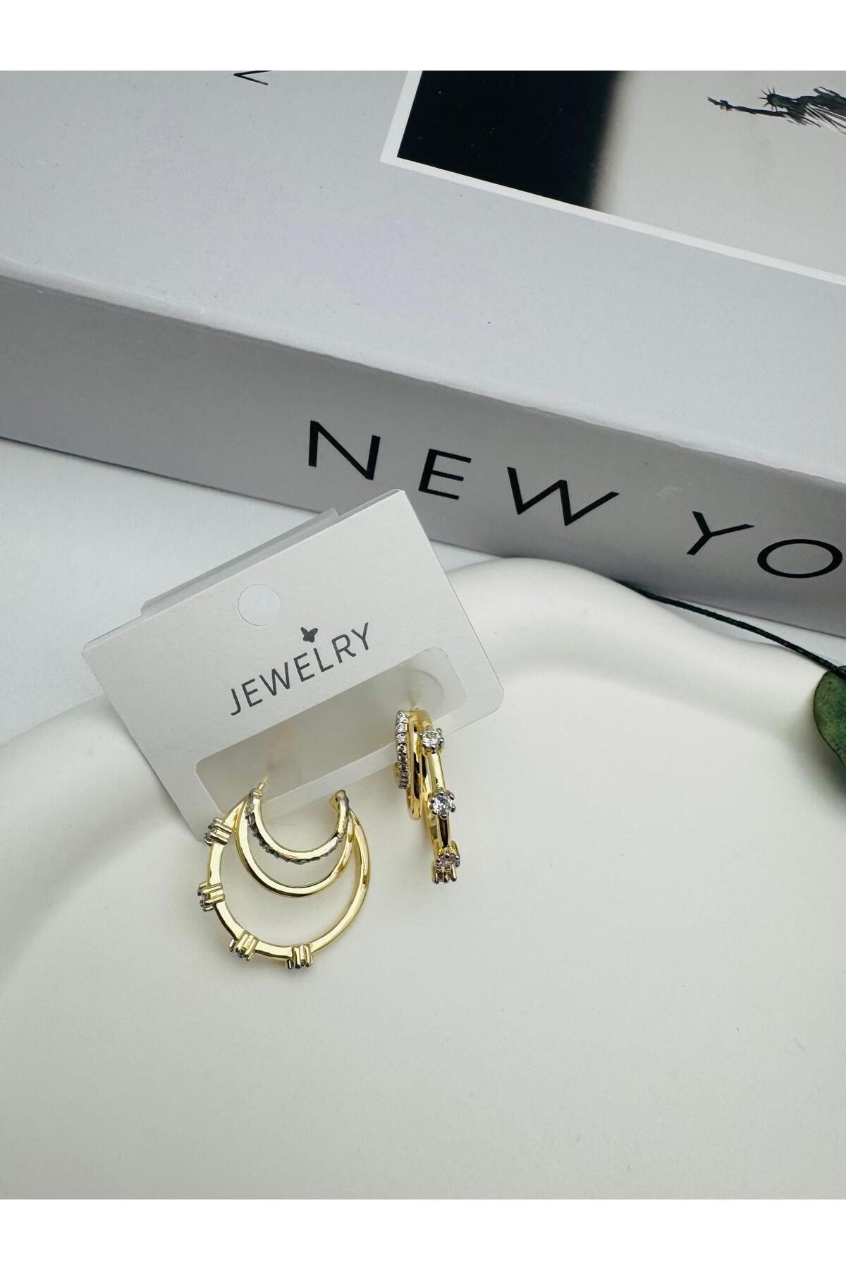 nerede bulurum Zirkon Taşlı Küpe (Gold) Kp533