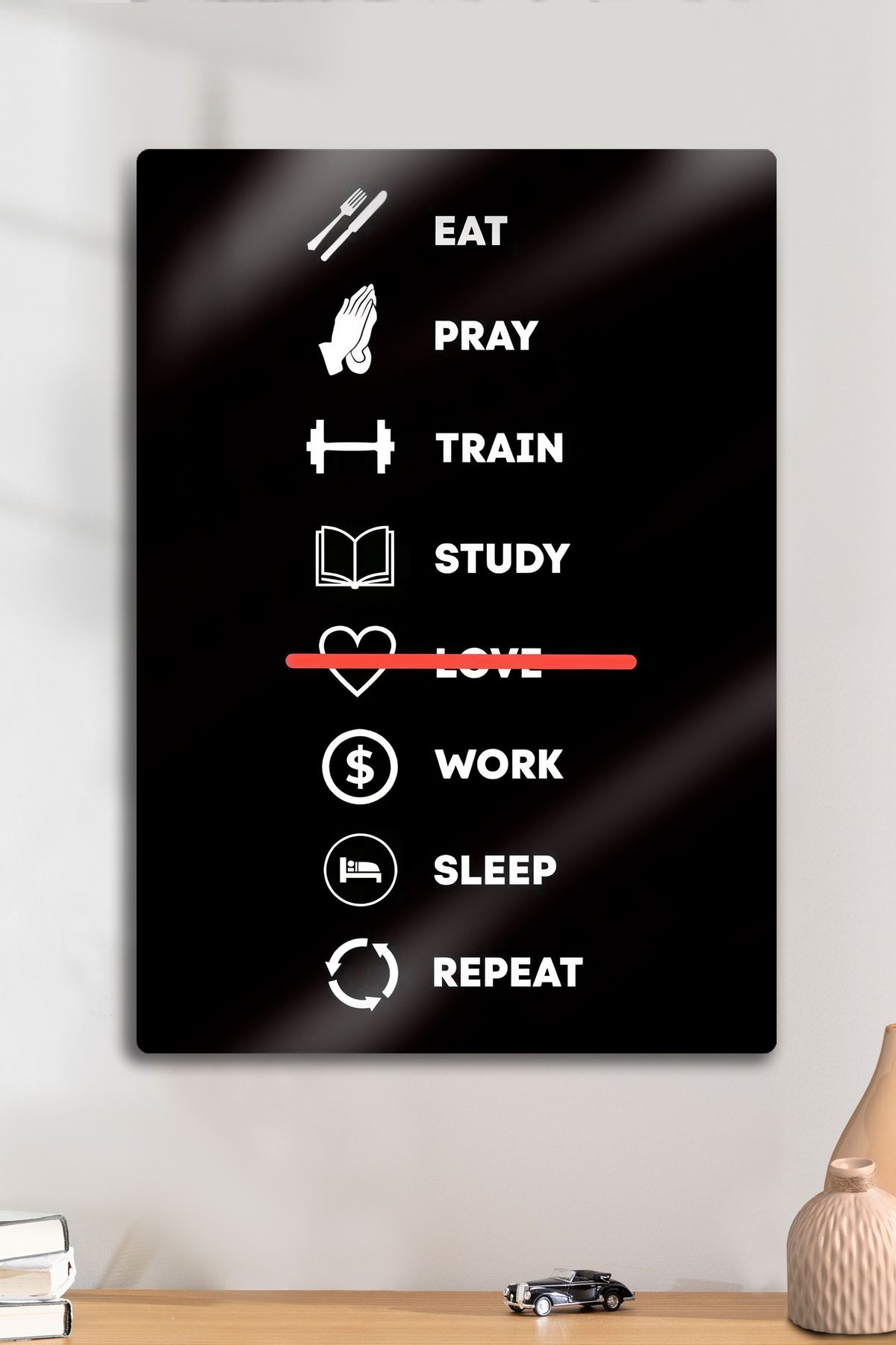 DekorHane Metal Baskı, Fitness Motivasyon, Not Love, Spor Disiplin Dekoratif Parlak Poster Tablo