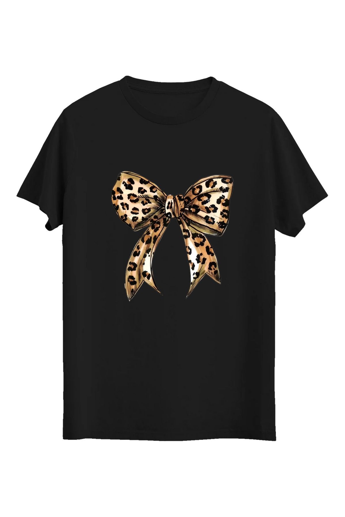 srcmarket Leopar Desenli Kurdela Baskılı Unisex Tshirt