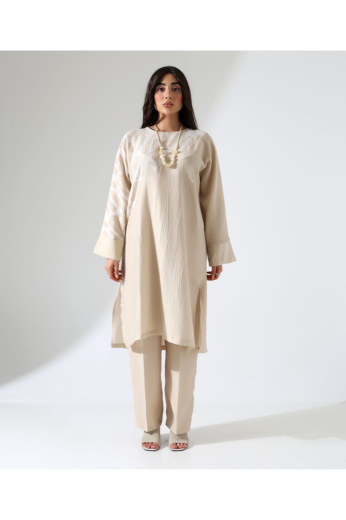Mankens Fashion Viskon Keten Uzun Tunik Takım