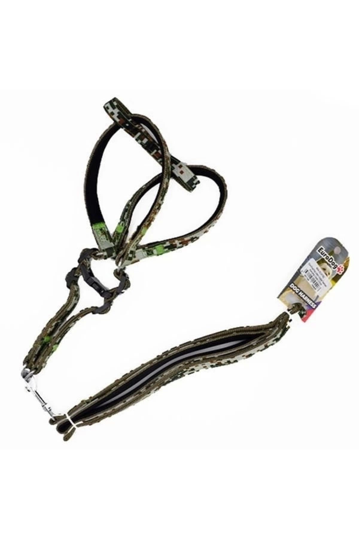thebestnzm Euro Dog Köpek Uzatma Tasması ve Göğüs Tasması Takımı Kamuflaj 25 Mm 120 Cm