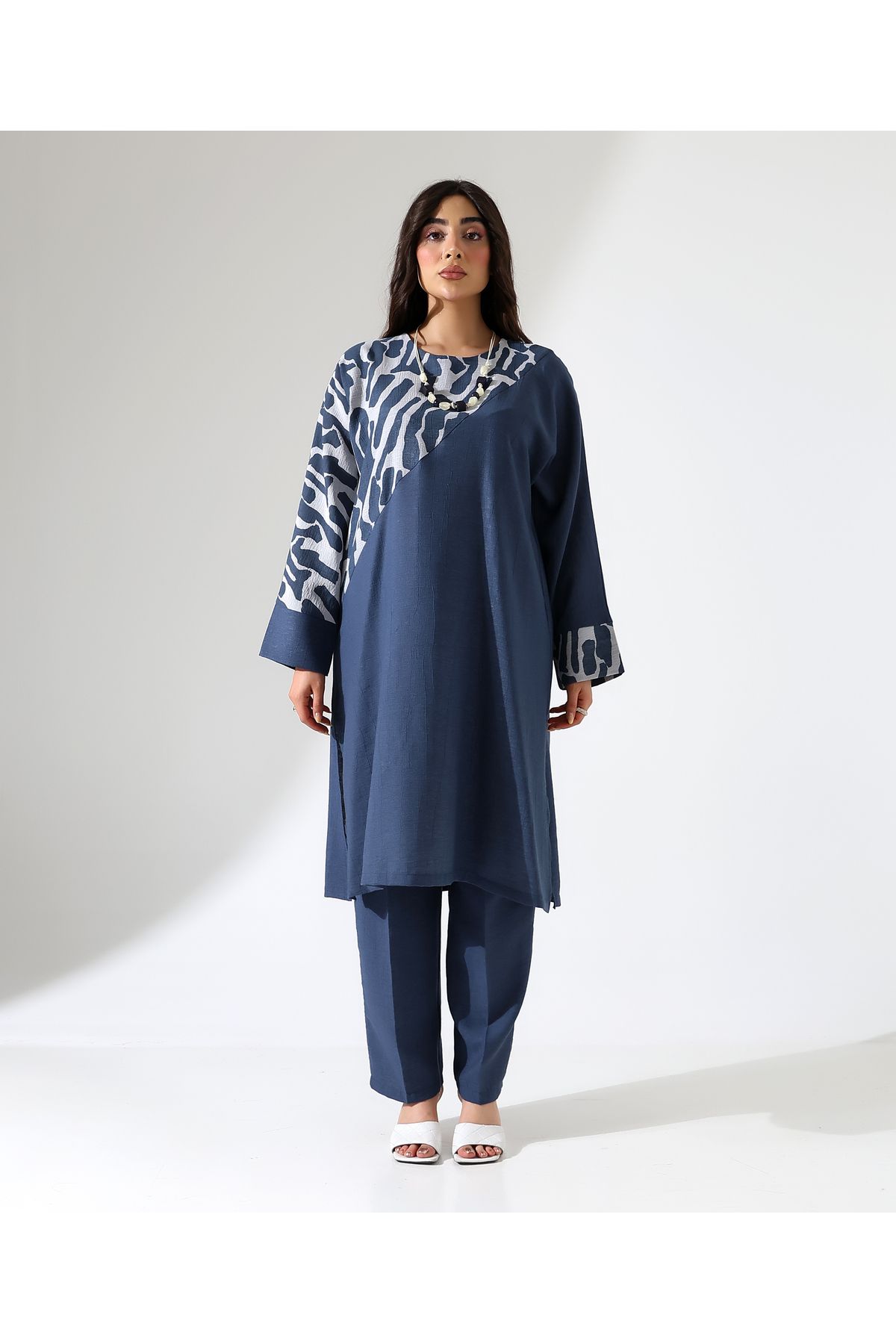 Mankens Fashion Viskon Keten Uzun Tunik Takım