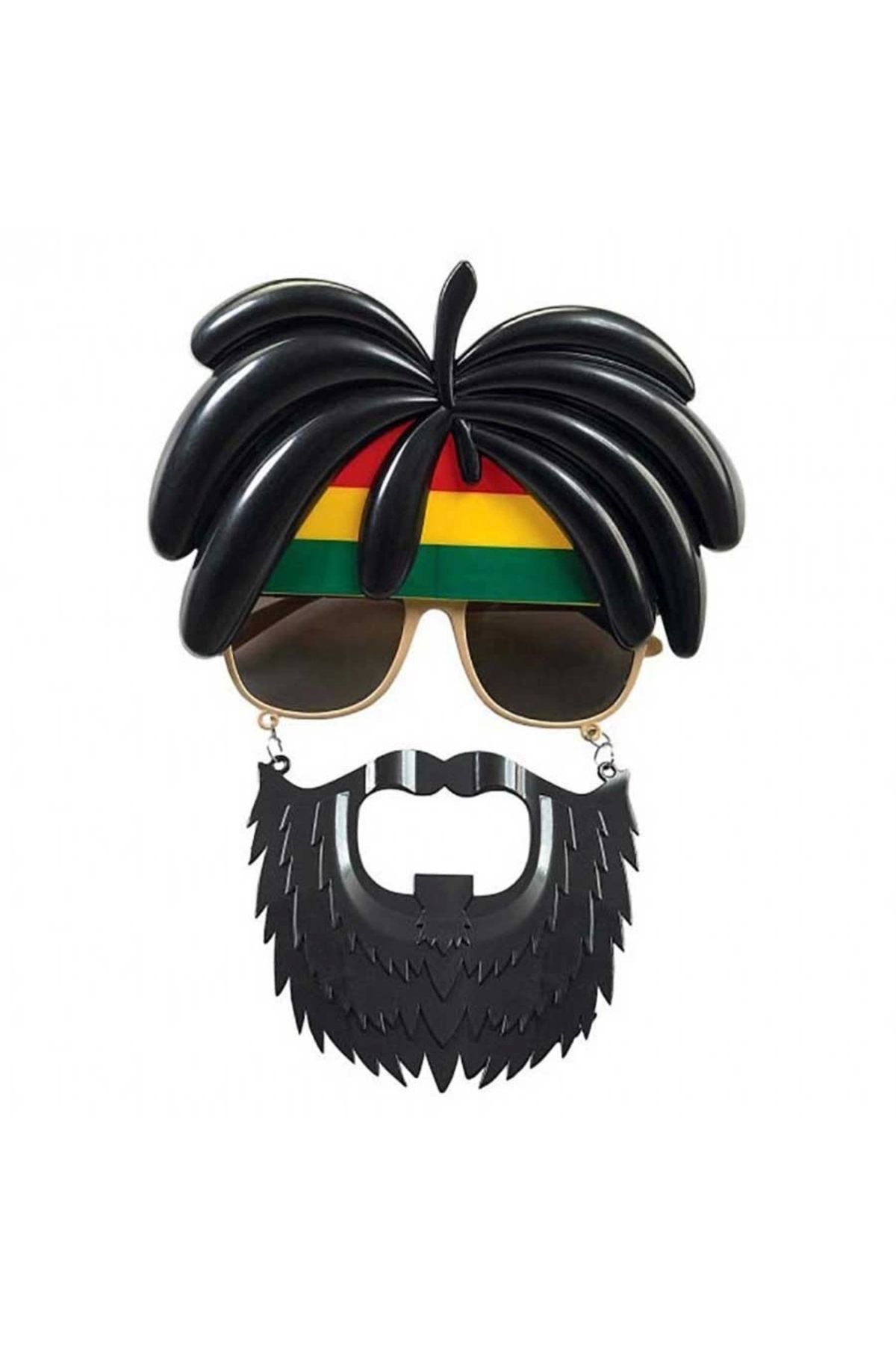 Nemere Rasta Peruklu Rasta Sakallı Bob Marley Bıyıklı Parti Gözlüğü 27x18 cm