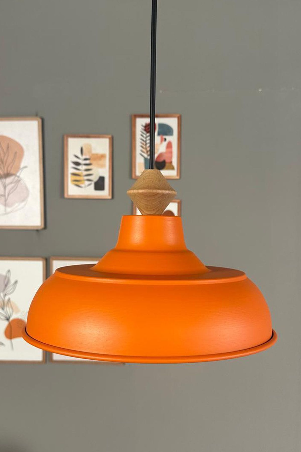 Bamyum Doria Turuncu Tekli Küçük Q Başlık Avize Retro Sarkıt Ofis Showroom Salon Mutfak Avizeleri
