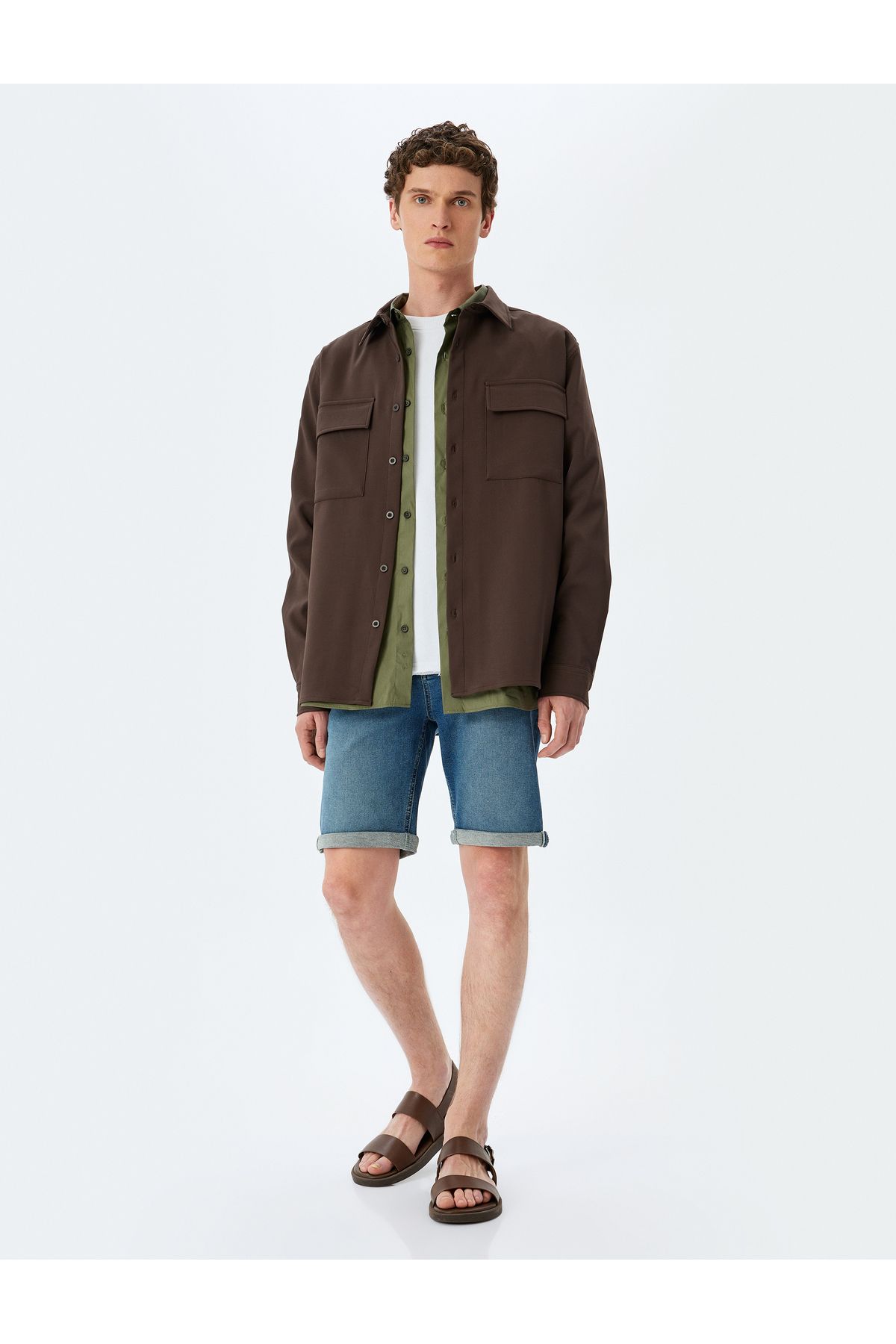 Koton Bermuda Pamuklu Cep Detaylı Slim Fit Kot Şort