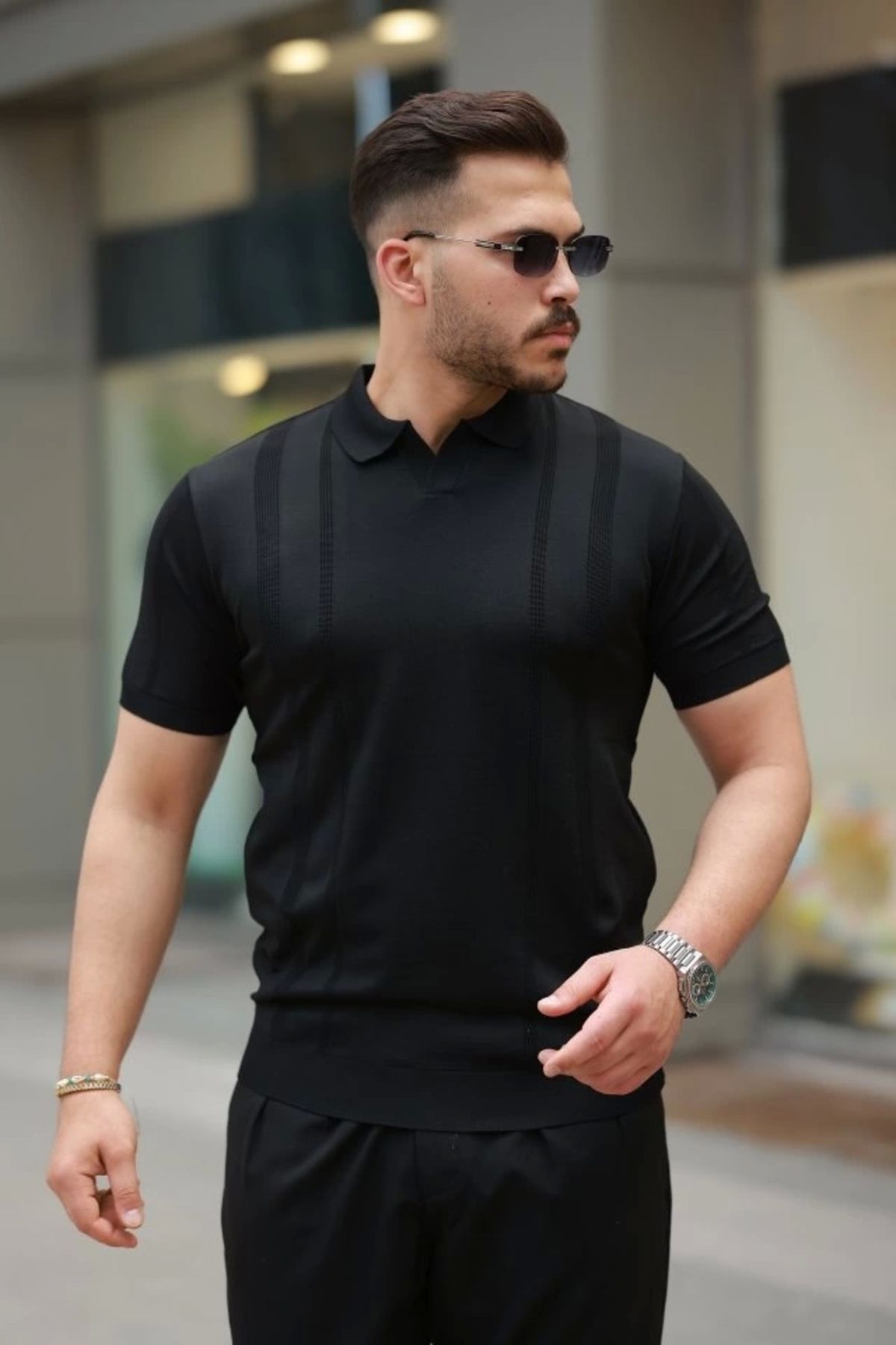 Butik Erkek Hemşire Yaka Kısa Kollu Tişört