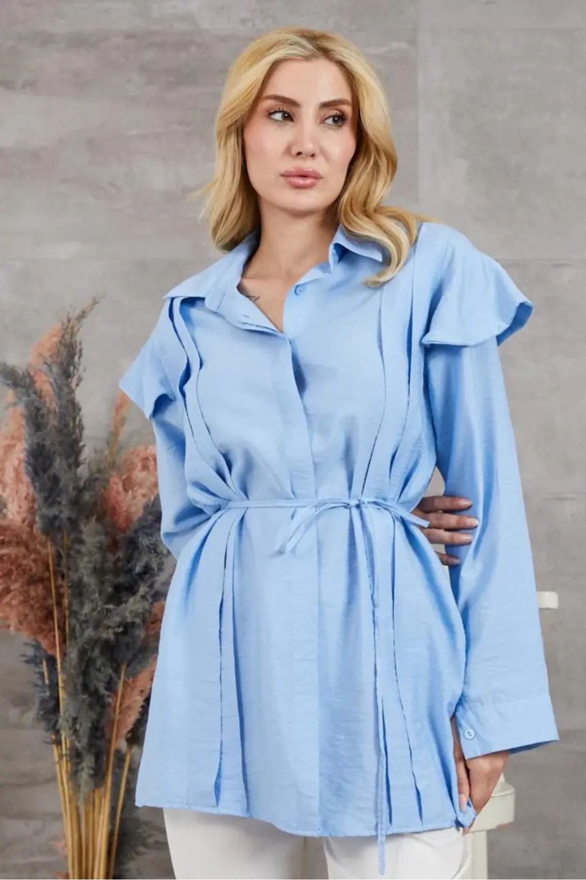 mahira collection BELDEB BAĞLAMALI GÖMLEK