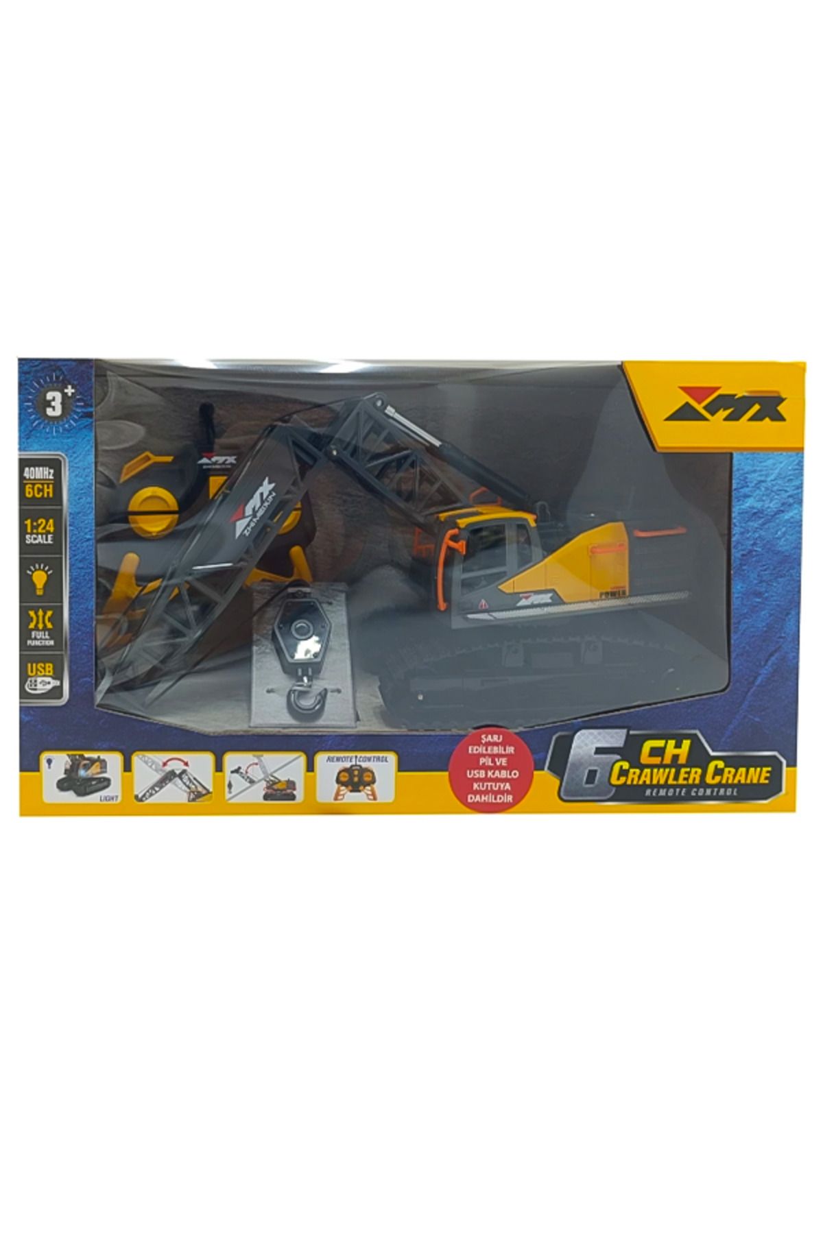 Pasifik Toys MX 6Ch Uzaktan Kumandalı Full Fonksiyonlu Şarjlı Paletli Vinç Z6824A