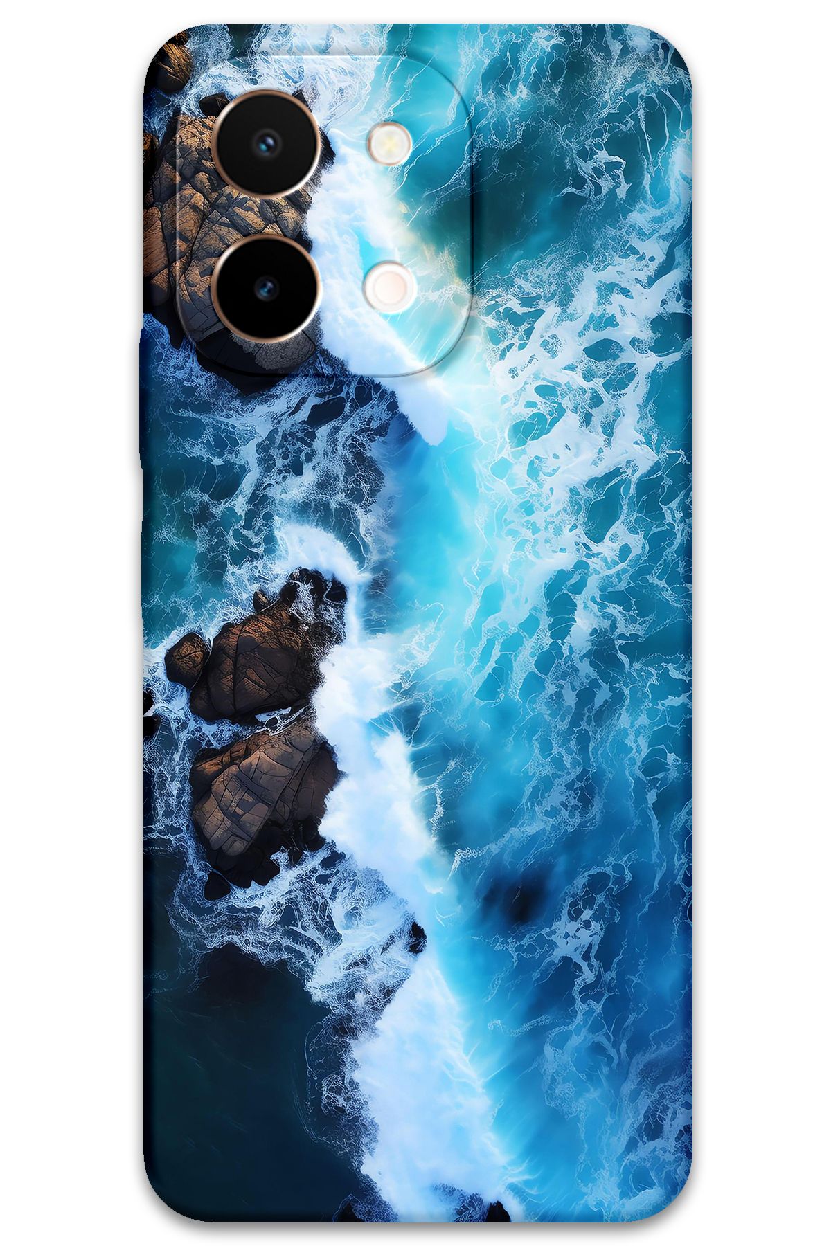 Gramaphone Vivo Y28 Uyumlu Mermer Desenli Telefon Kılıfı + Ekran Koruyucu - 5810