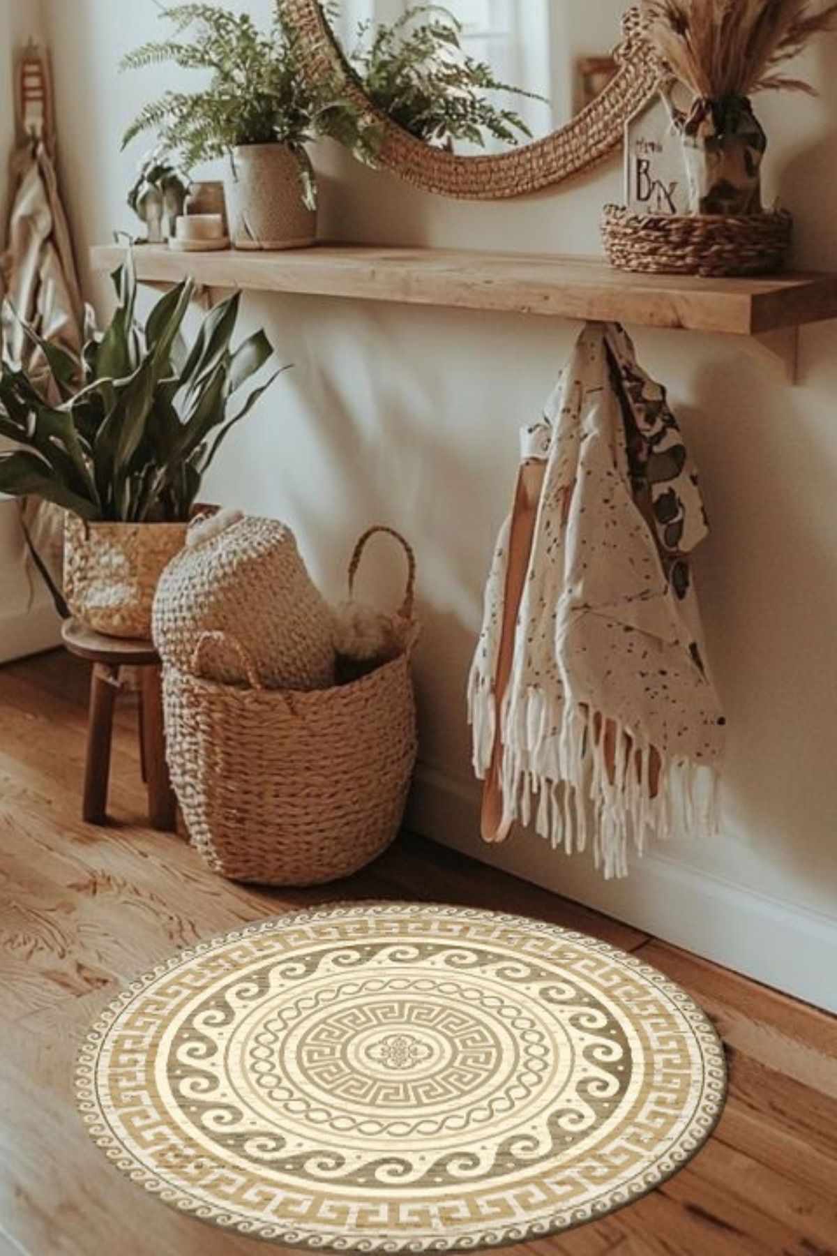 DERAS HOME Dijital Baskı Yıkanabilir Kaymaz Taban Salon Halısı Paspas