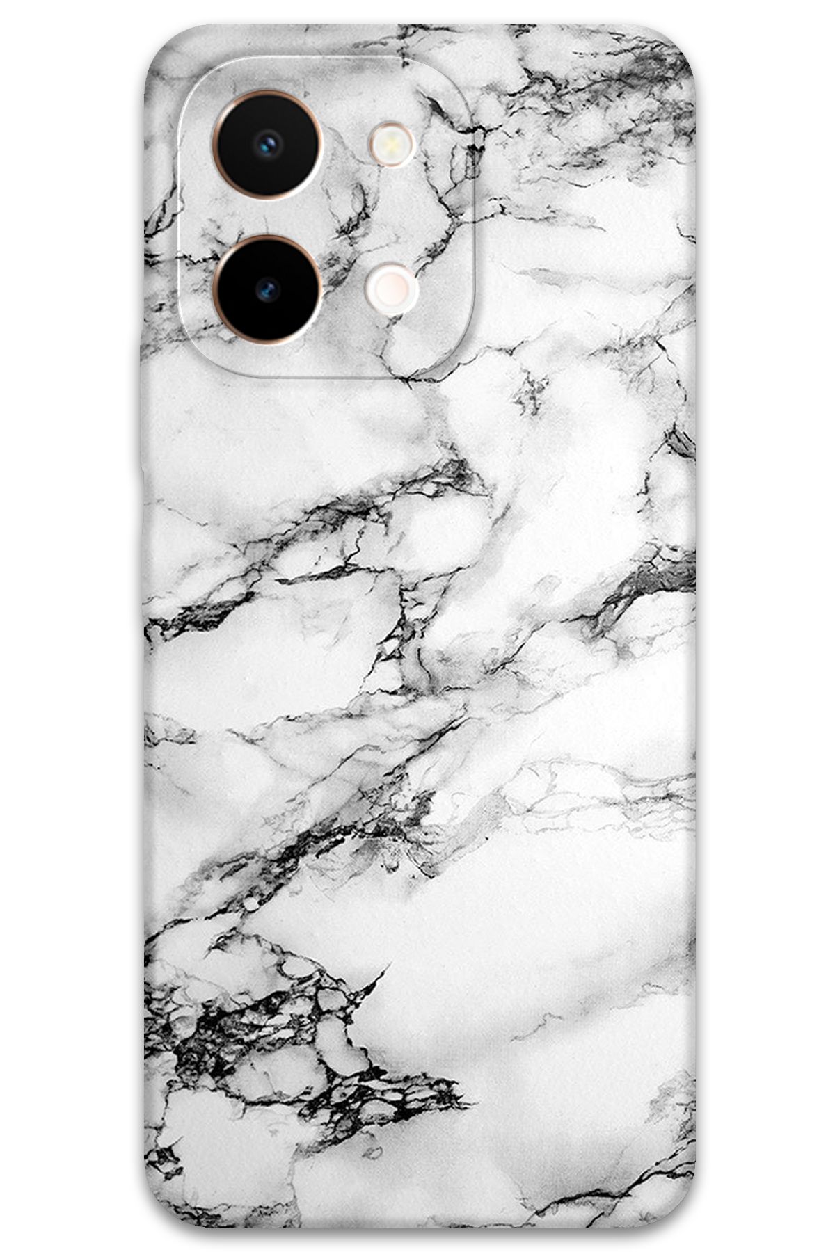 Gramaphone Vivo Y28 Uyumlu Mermer Desenli Telefon Kılıfı + Ekran Koruyucu - 5817