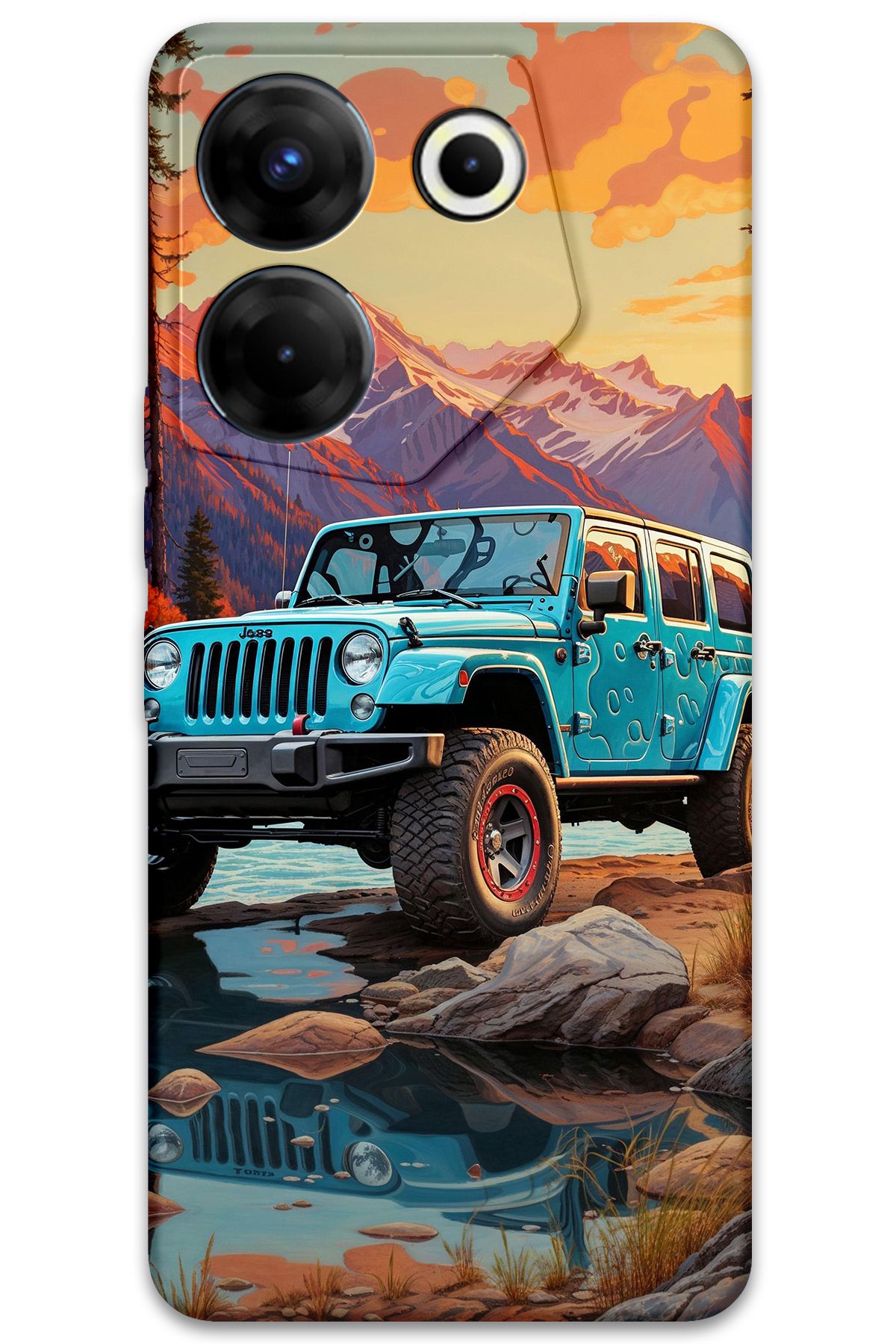 Gramaphone Tecno Camon 20 Pro 4G Uyumlu Araba Desenli Telefon Kılıfı + Ekran Koruyucu - 5758