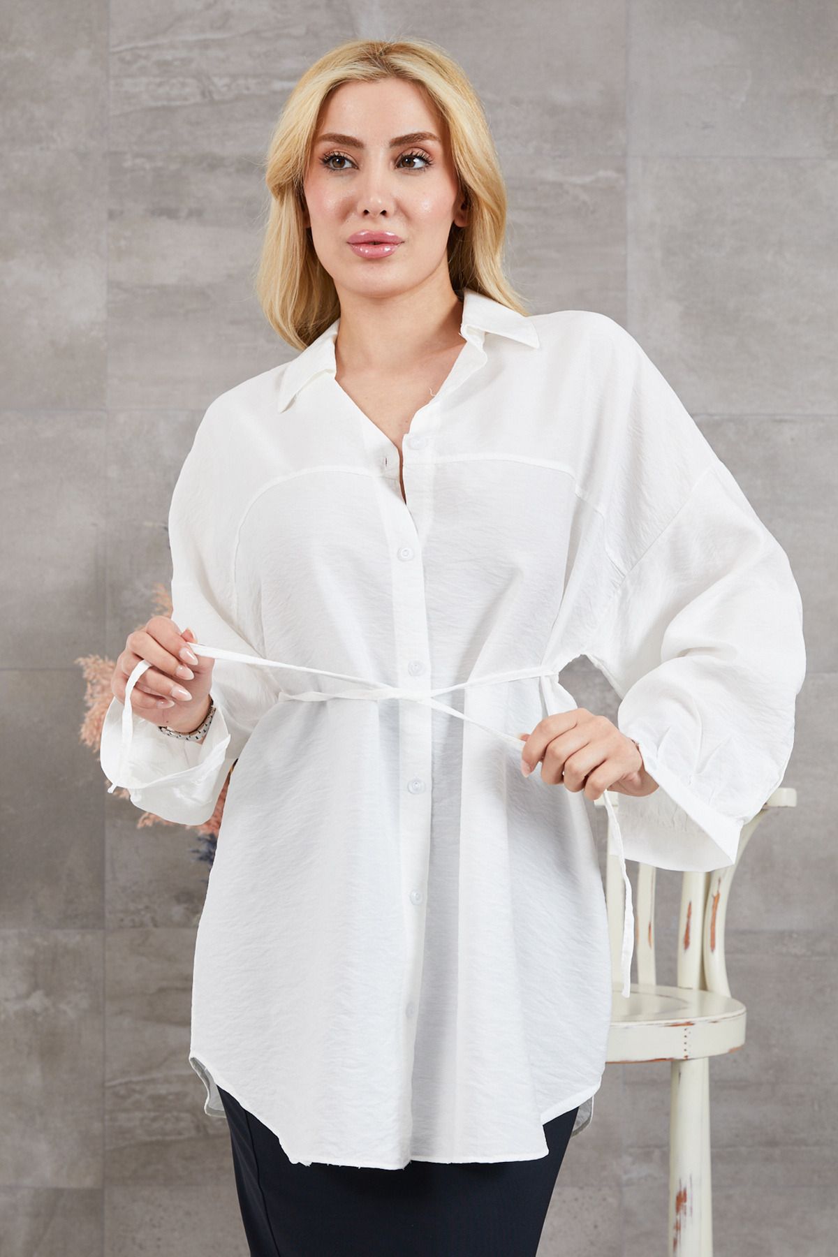 mahira collection İP KEMERLİ GÖMLEK