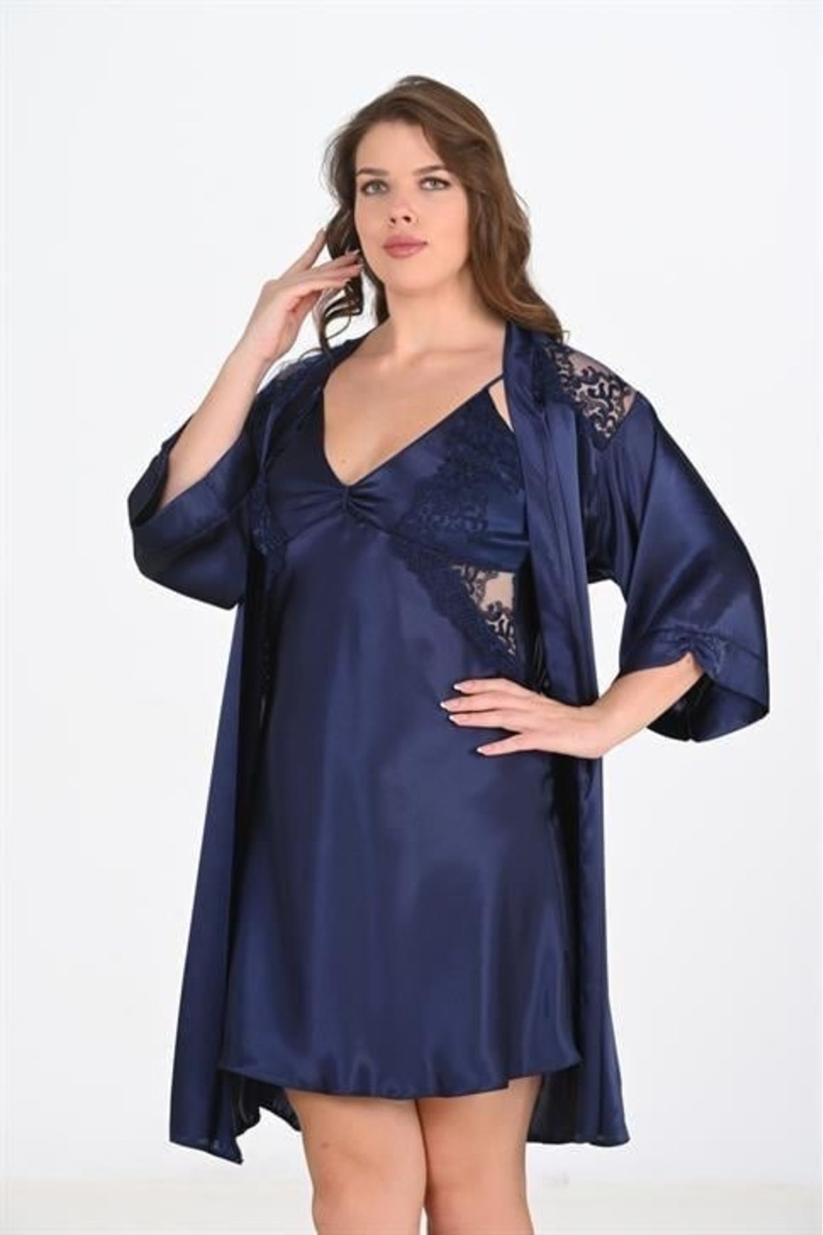 Moon wear 2'li Lacivert Sabahlık Takımı Bigsize 6208