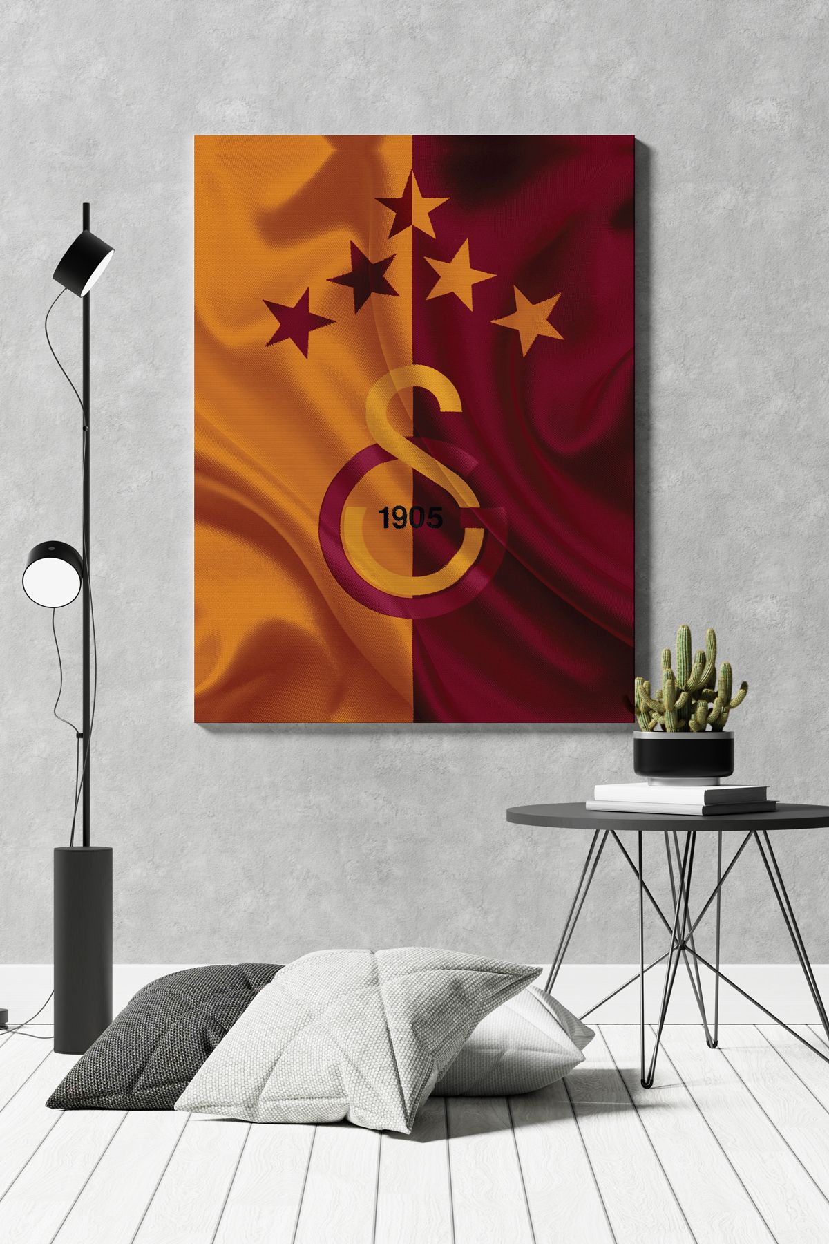 SELMIRA Sarı Kırmızı Flama 5 Yıldız Kanvas Tablo