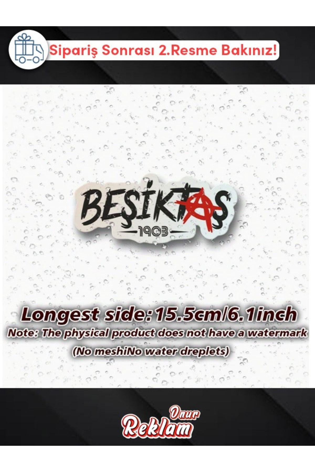 onurreklamonline BEŞİKTAŞ Yazılı Sticker – Siyah Beyaz – 15x6 cm – Araç & Motosiklet Uyumlu – Suya Dayanıklı TaraftaR