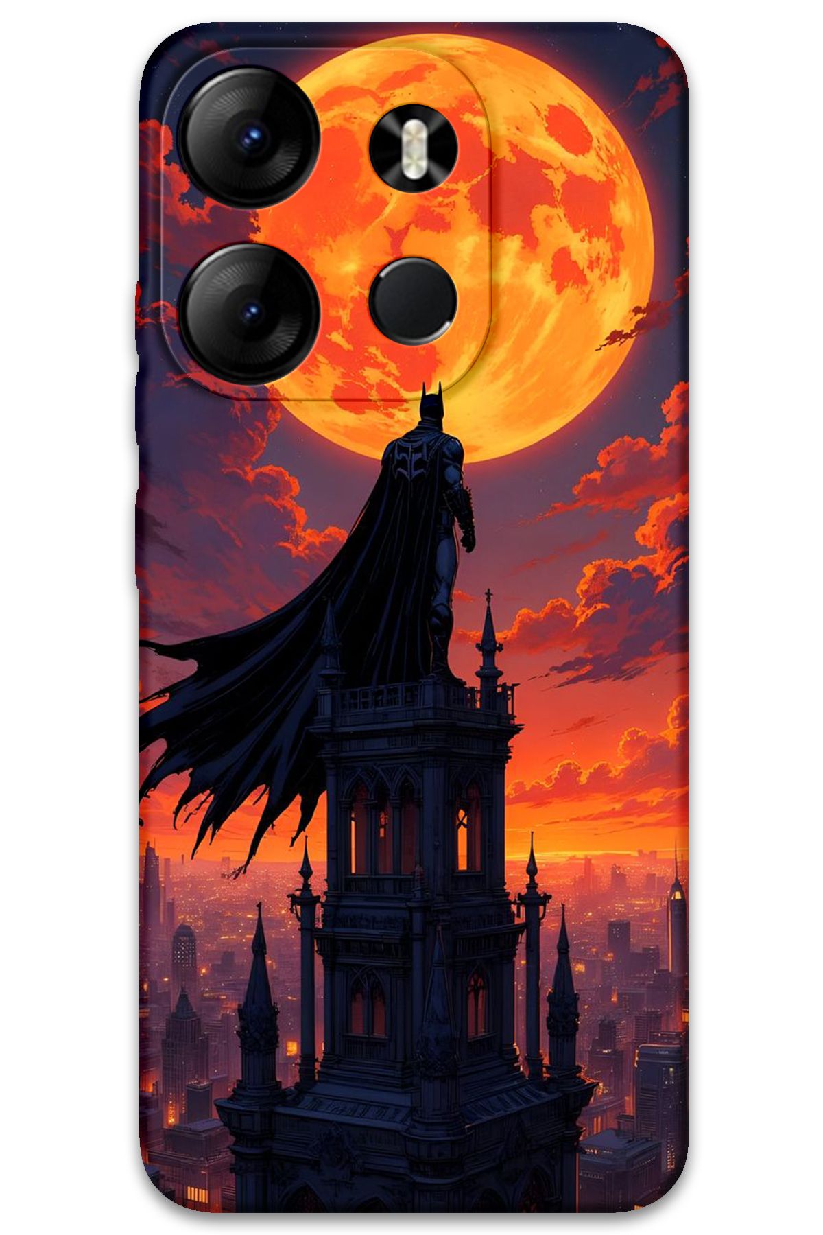 Gramaphone Tecno Spark Go 2023 Uyumlu Batman Desenli Telefon Kılıfı + Ekran Koruyucu - 5829