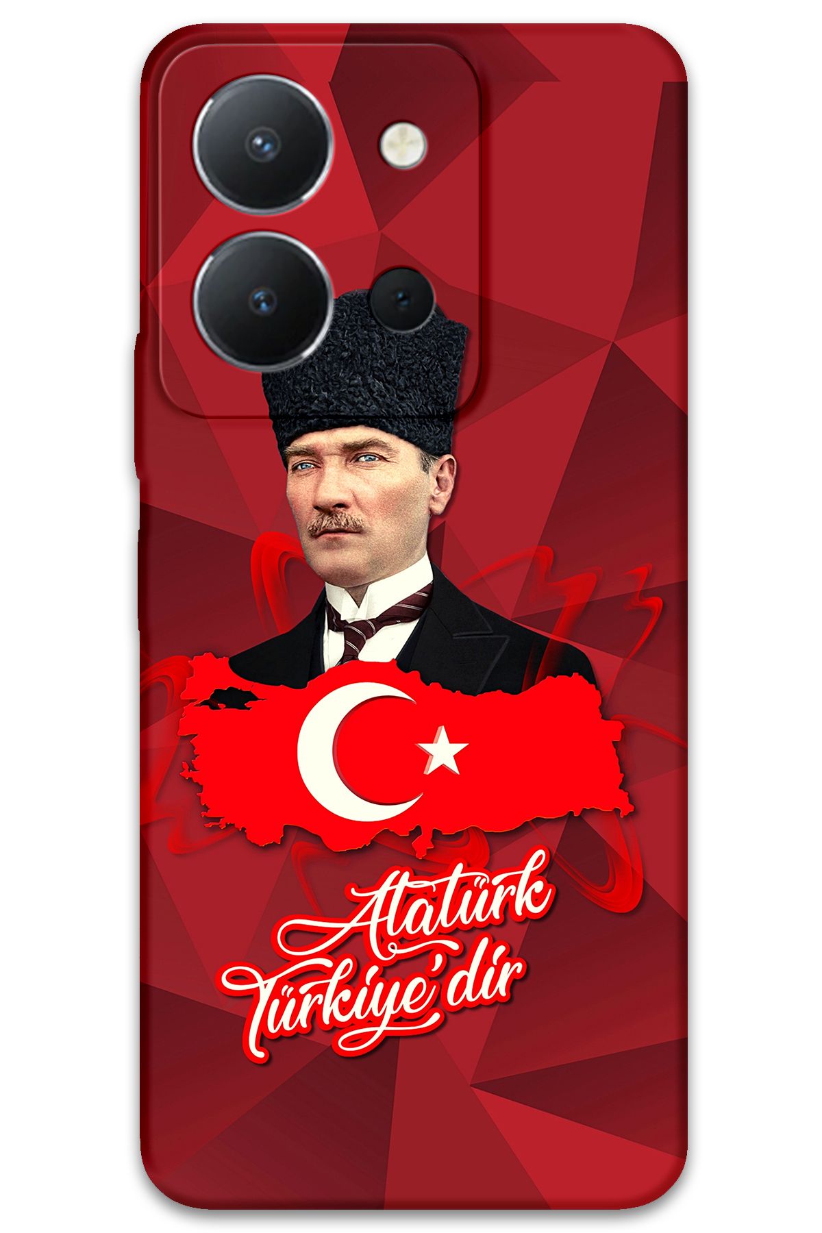 Gramaphone Vivo Y36 Uyumlu Atatürk Desenli Telefon Kılıfı + Ekran Koruyucu - 5851